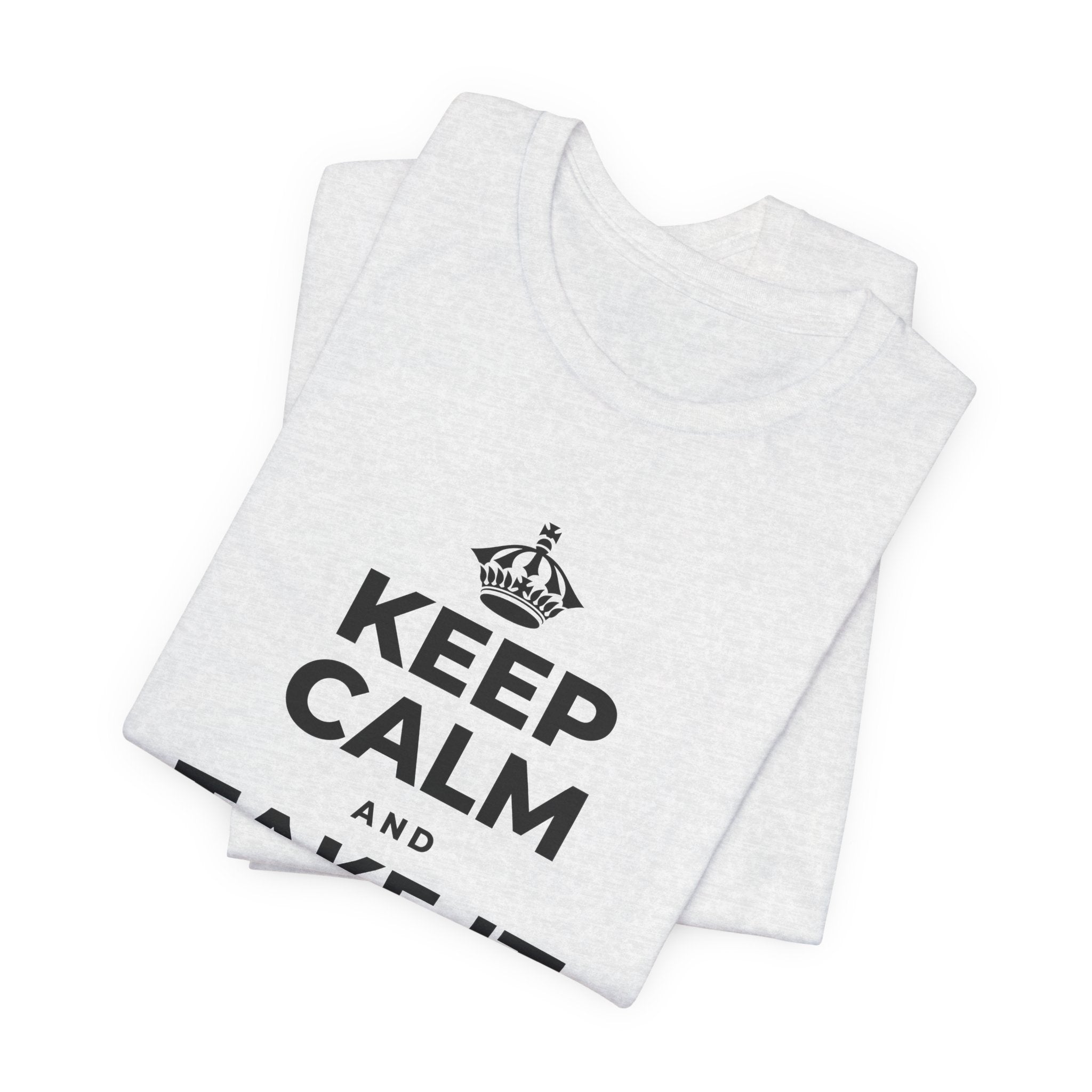 KEEP CALM AND TAKE IT ONE DAY AT A TIME T-Shirt (Soft Cream–Heather Mauve)