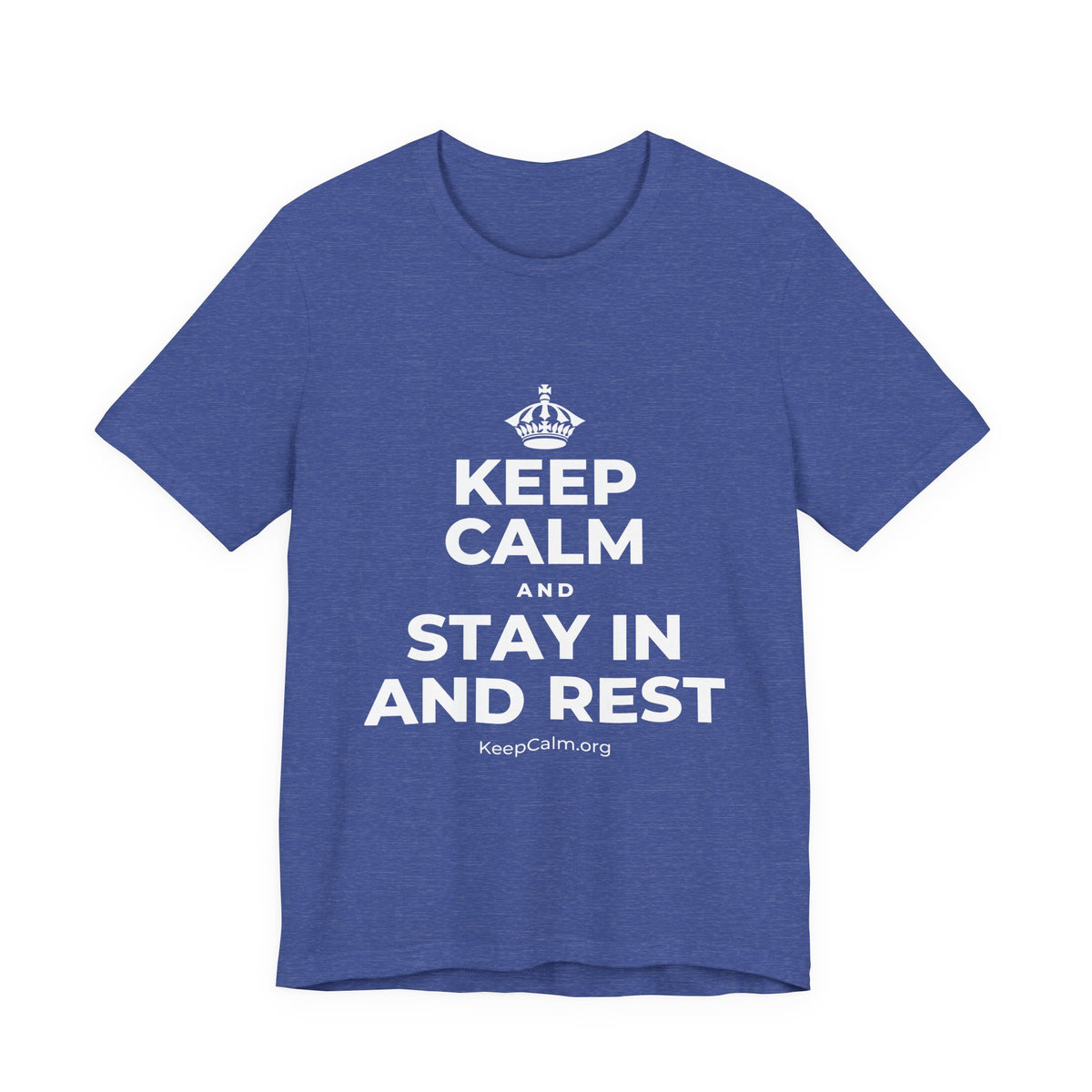 KEEP CALM AND STAY IN AND REST T-Shirt (Baby Blue–Silver)
