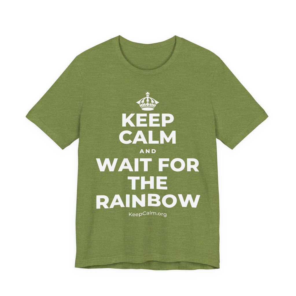 KEEP CALM AND WAIT FOR THE RAINBOW T-Shirt (Baby Blue–Silver)