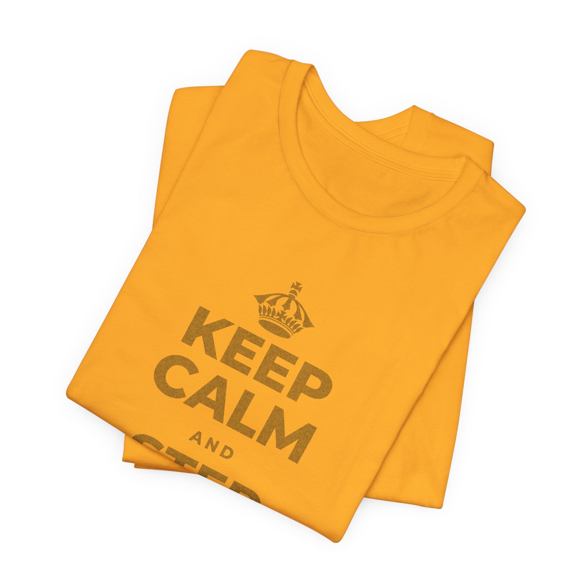 KEEP CALM AND STEP BACK A SEC T-Shirt (Baby Blue–Silver)