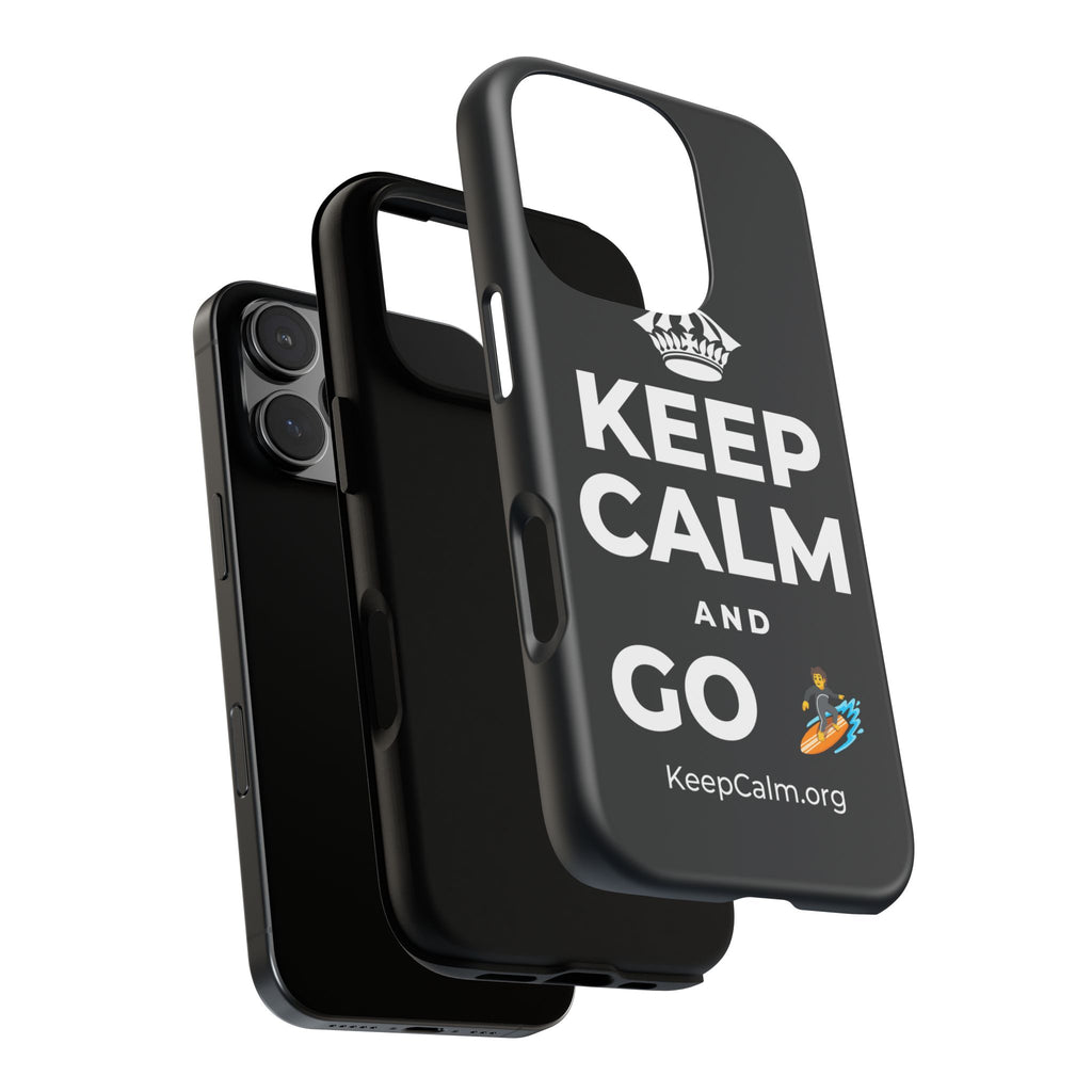 KEEP CALM AND GO 🏄 Phone Case (Dark)