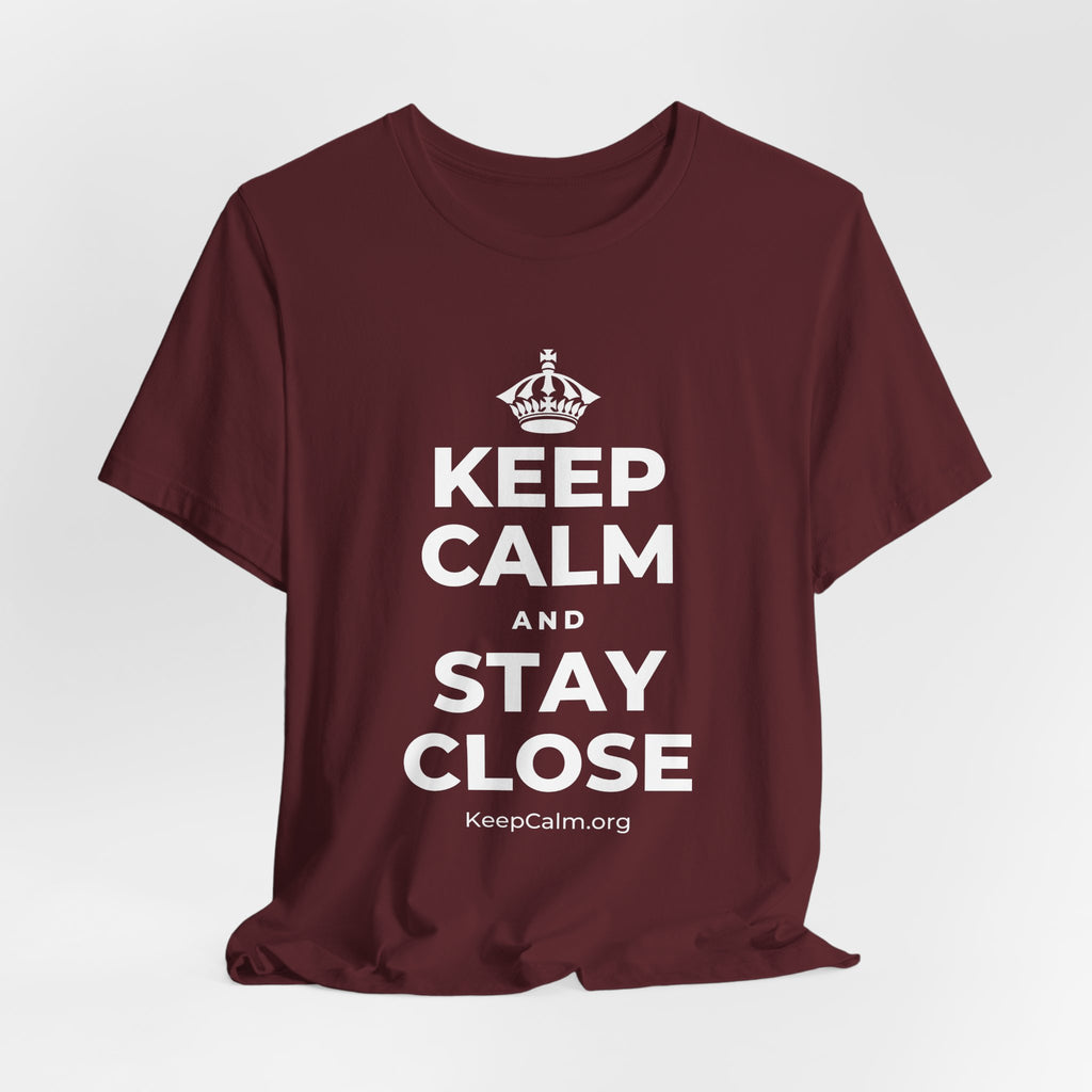KEEP CALM AND STAY CLOSE T-Shirt (Baby Blue–Silver)