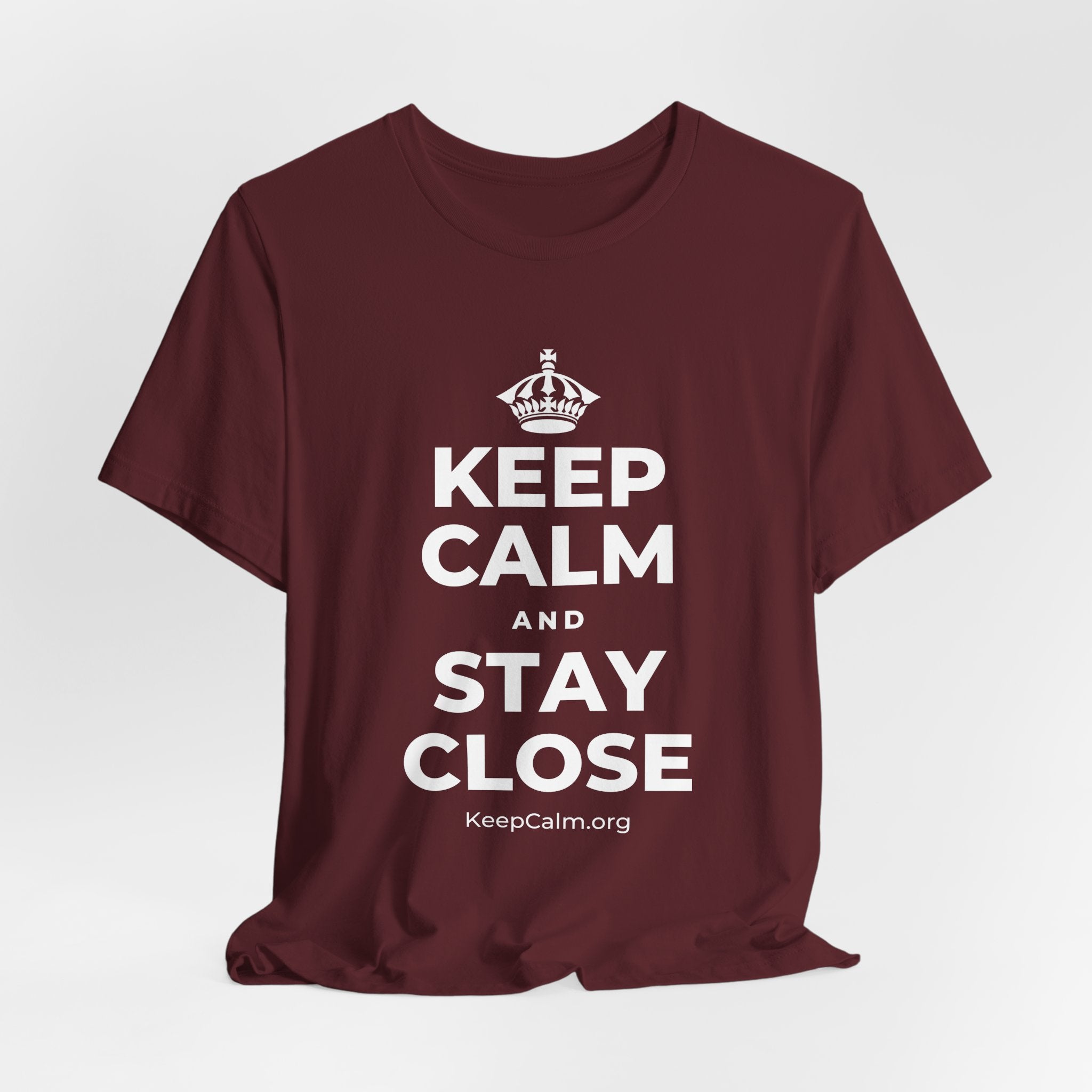 KEEP CALM AND STAY CLOSE T-Shirt (Baby Blue–Silver)
