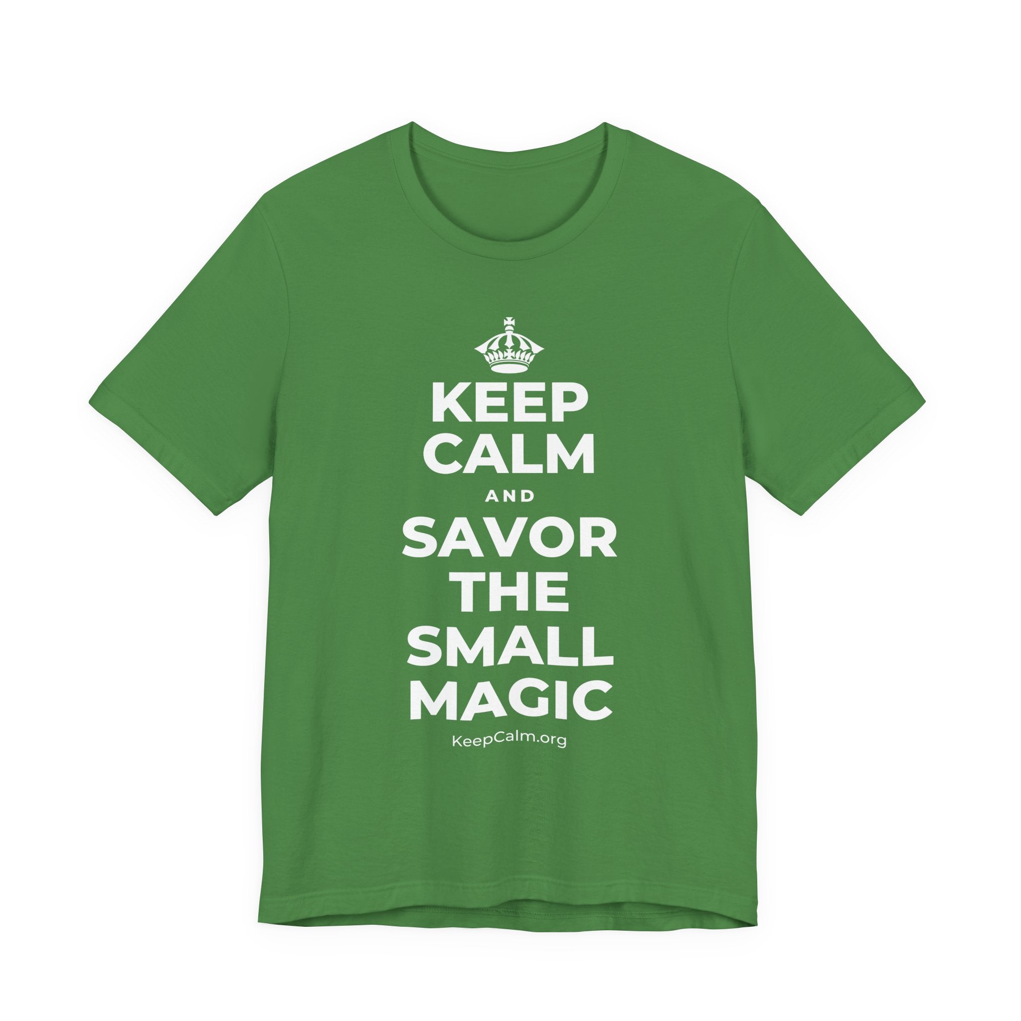 KEEP CALM AND SAVOR THE SMALL MAGIC T-Shirt (Baby Blue–Silver)