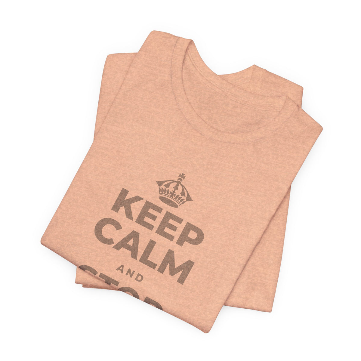 KEEP CALM AND STOP AND LOOK T-Shirt (Soft Cream–Heather Mauve)