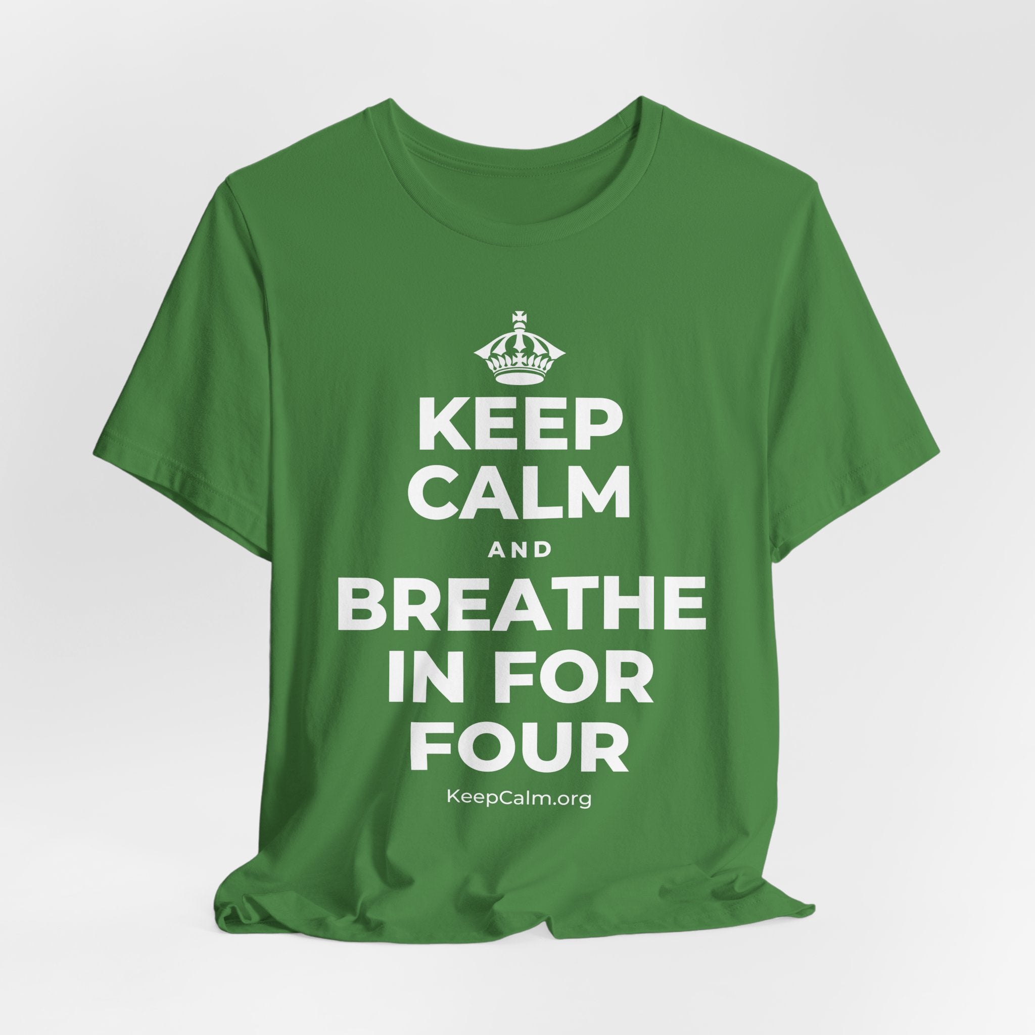 KEEP CALM AND BREATHE IN FOR FOUR T-Shirt (Baby Blue–Silver)