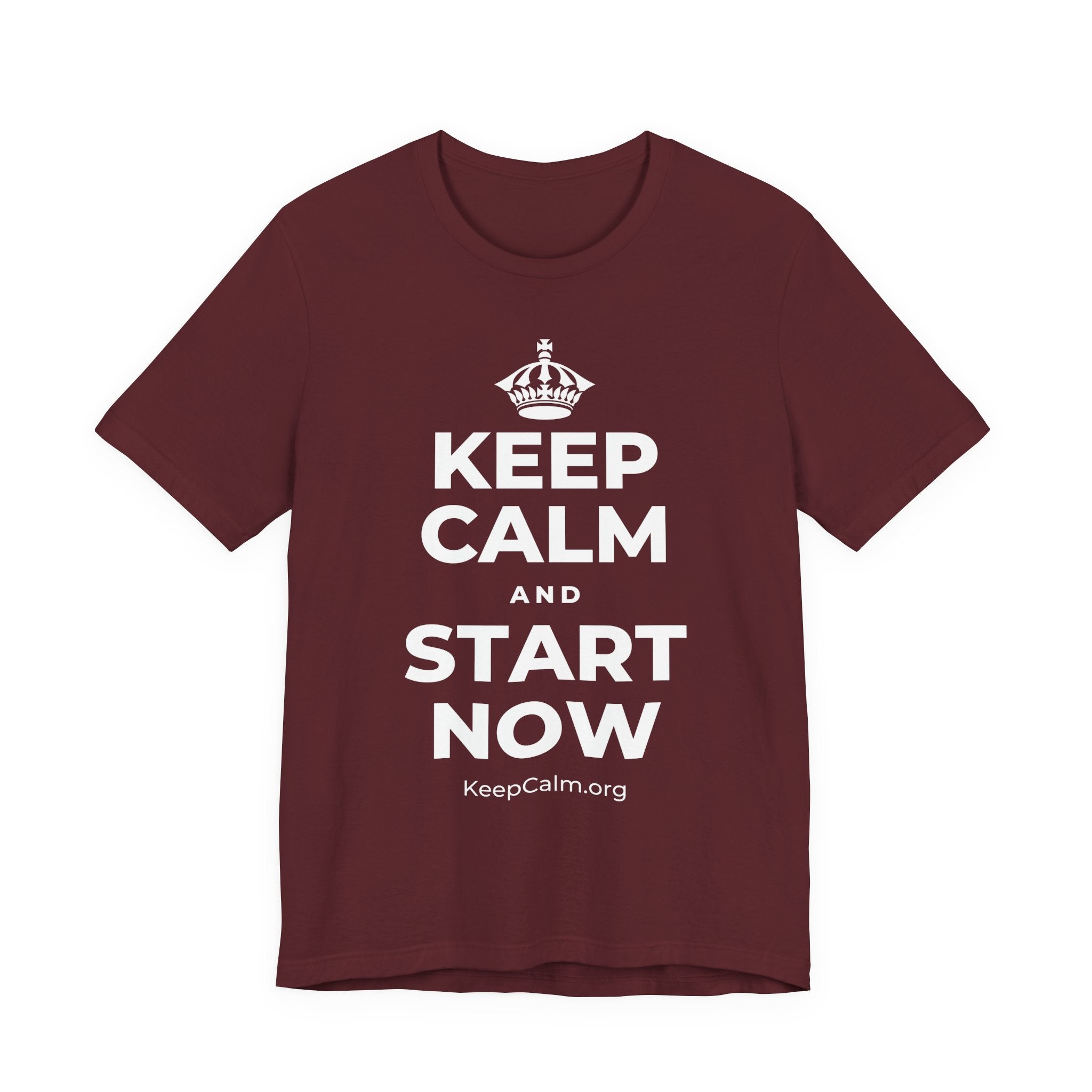 KEEP CALM AND START NOW T-Shirt (Baby Blue–Silver)