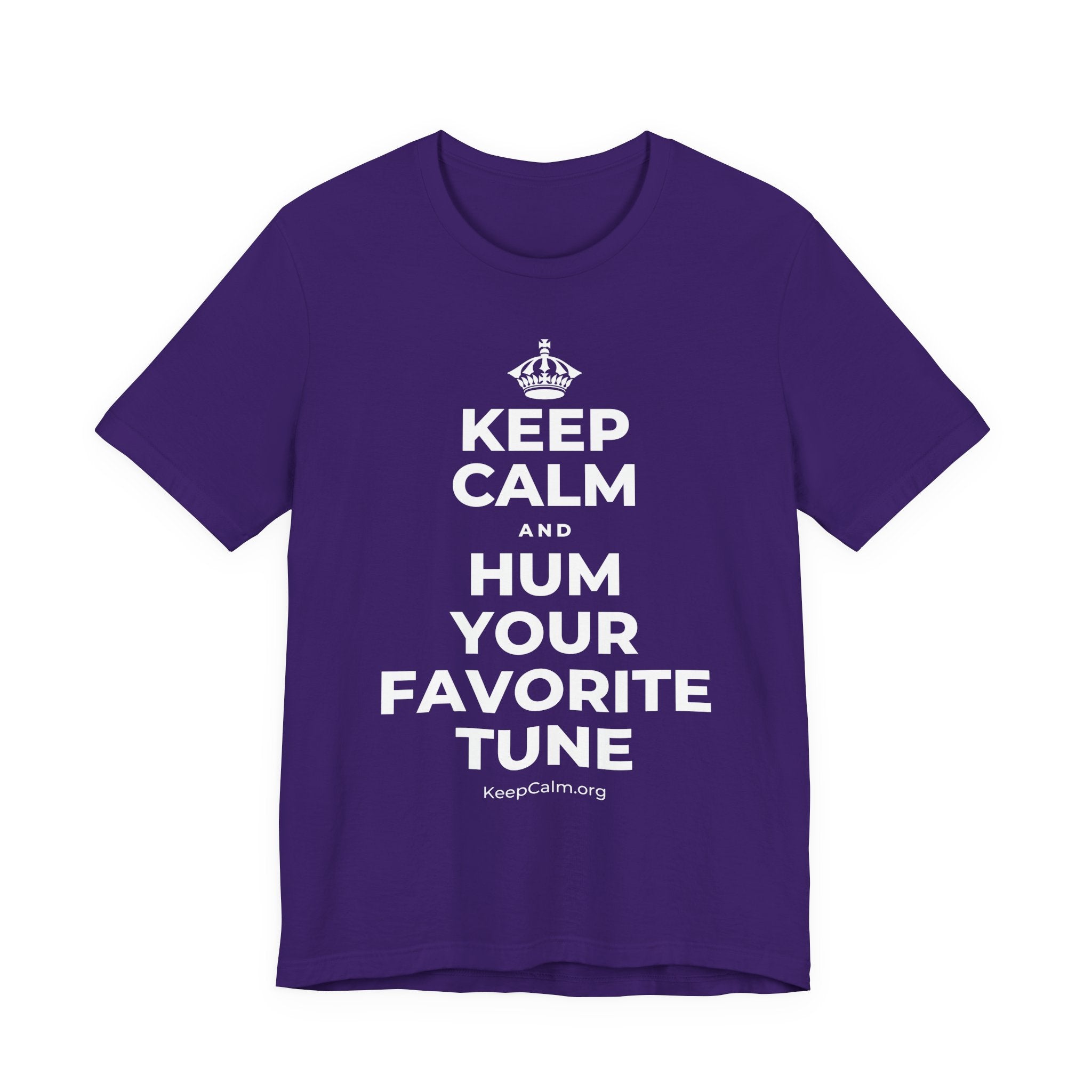 KEEP CALM AND HUM YOUR FAVORITE TUNE T-Shirt (Soft Cream–Heather Mauve)