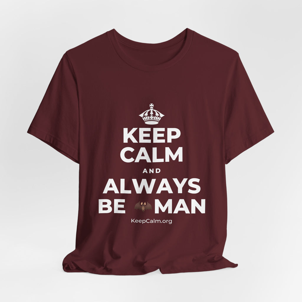KEEP CALM AND ALWAYS BE 🦇MAN T-Shirt (Baby Blue–Silver)