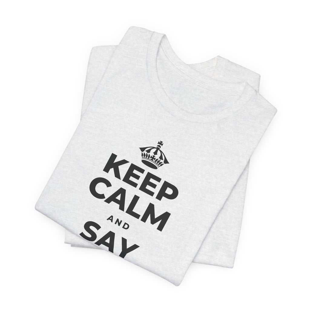 KEEP CALM AND SAY YES TO FUN T-Shirt (Soft Cream–Heather Mauve)