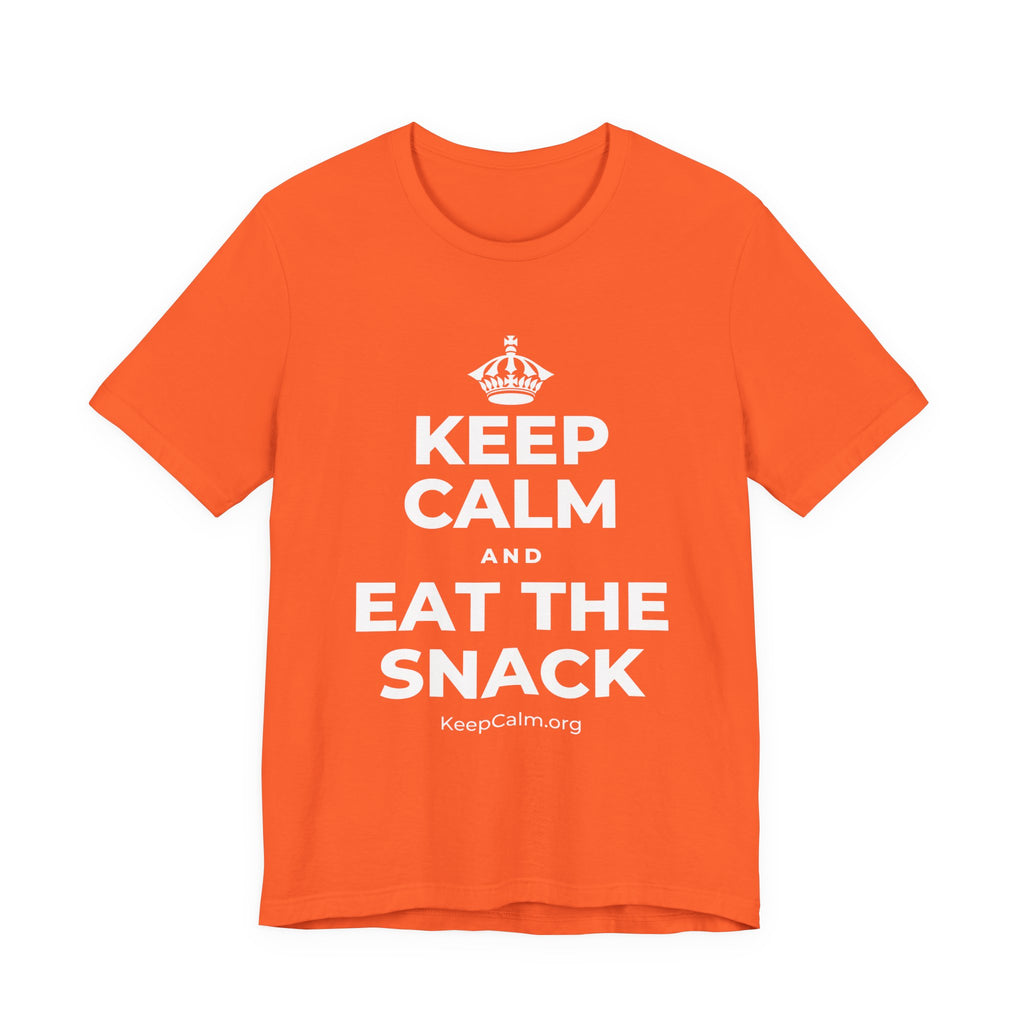 KEEP CALM AND EAT THE SNACK T-Shirt (Baby Blue–Silver)