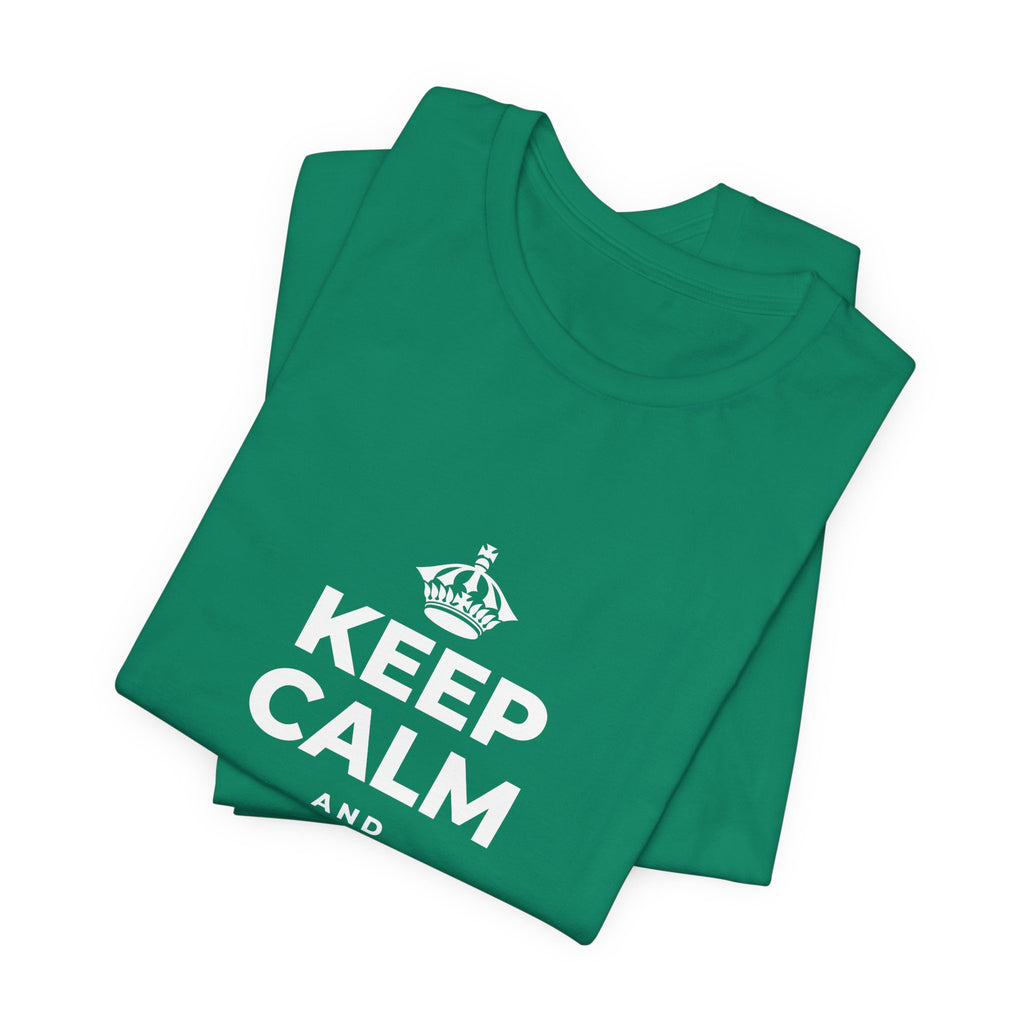 KEEP CALM AND GLOW TOGETHER T-Shirt (White–Asphalt)