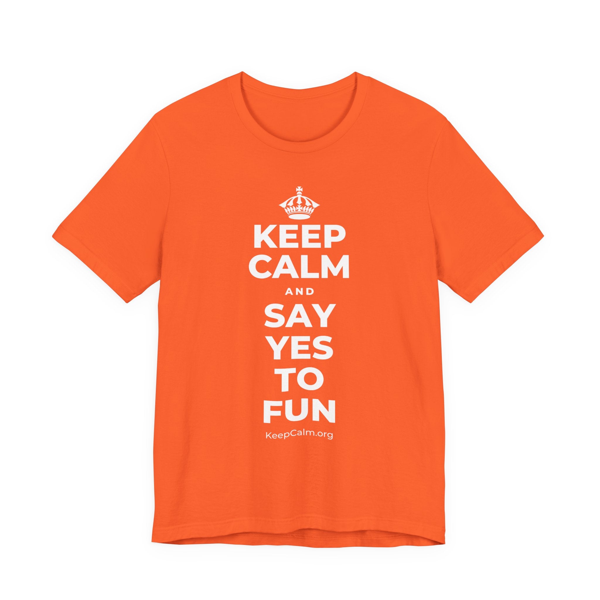 KEEP CALM AND SAY YES TO FUN T-Shirt (Baby Blue–Silver)