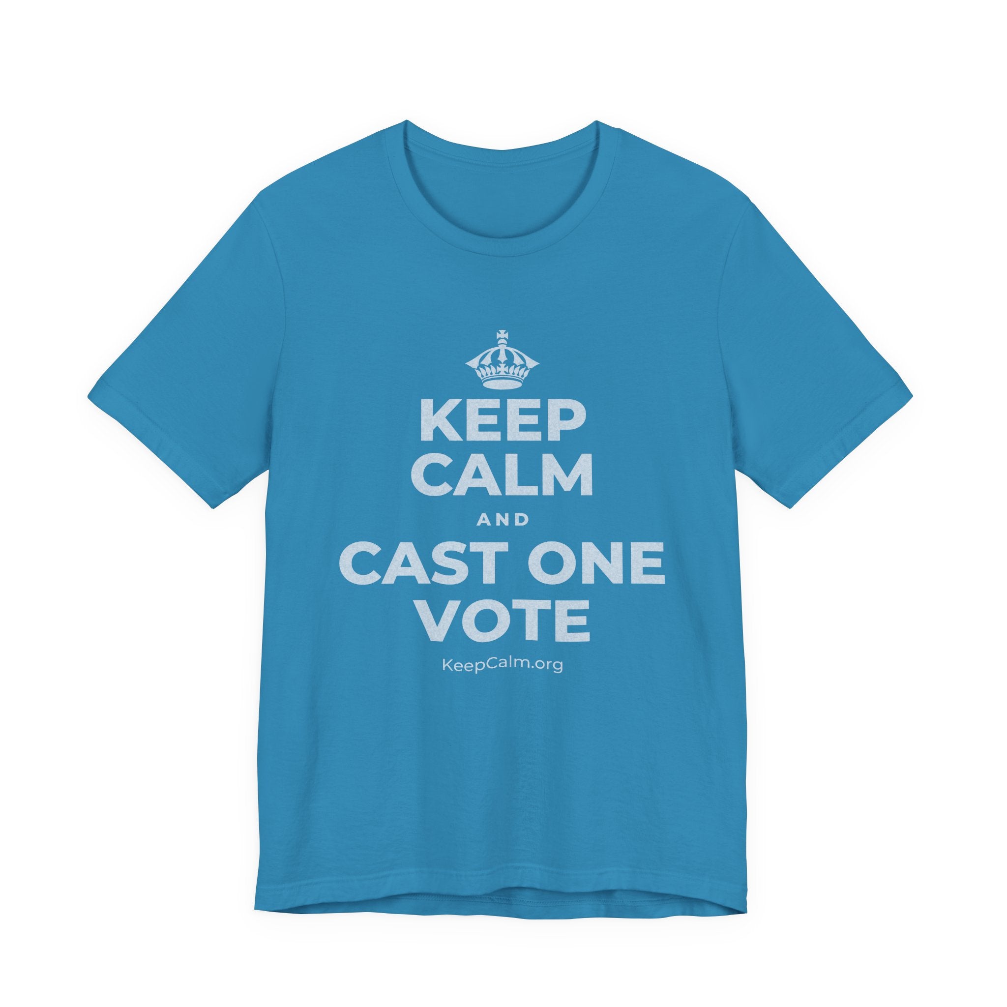 KEEP CALM AND CAST ONE VOTE T-Shirt (White–Asphalt)