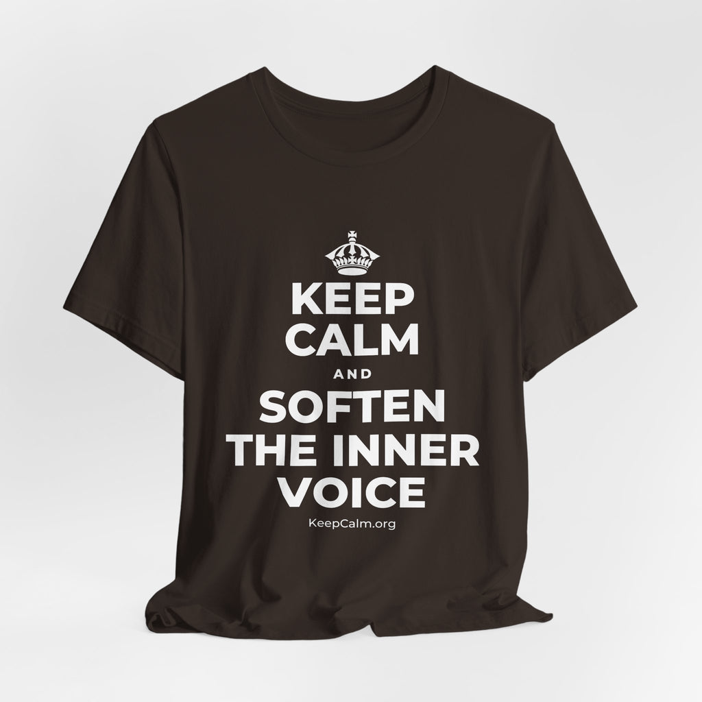 KEEP CALM AND SOFTEN THE INNER VOICE T-Shirt (Soft Cream–Heather Mauve)
