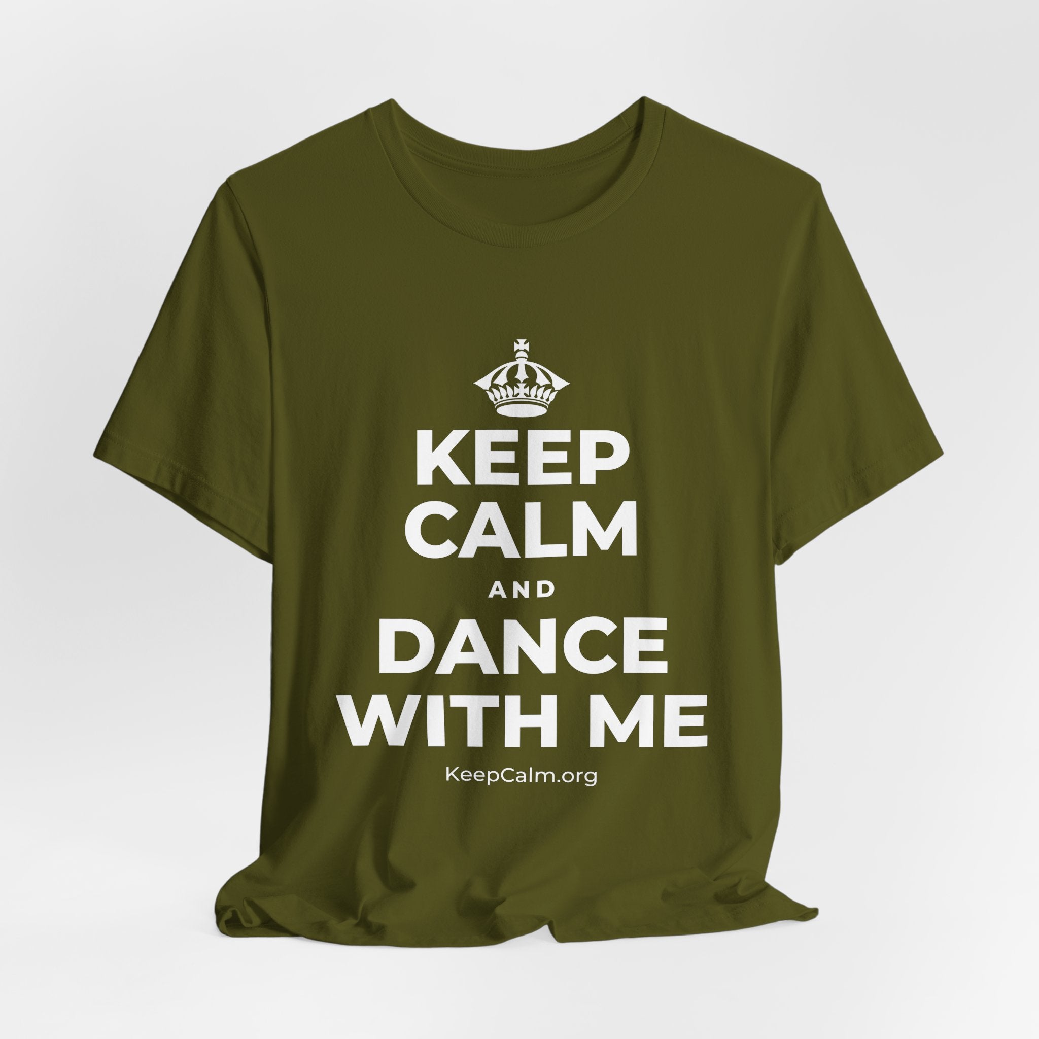 KEEP CALM AND DANCE WITH ME T-Shirt (Baby Blue–Silver)