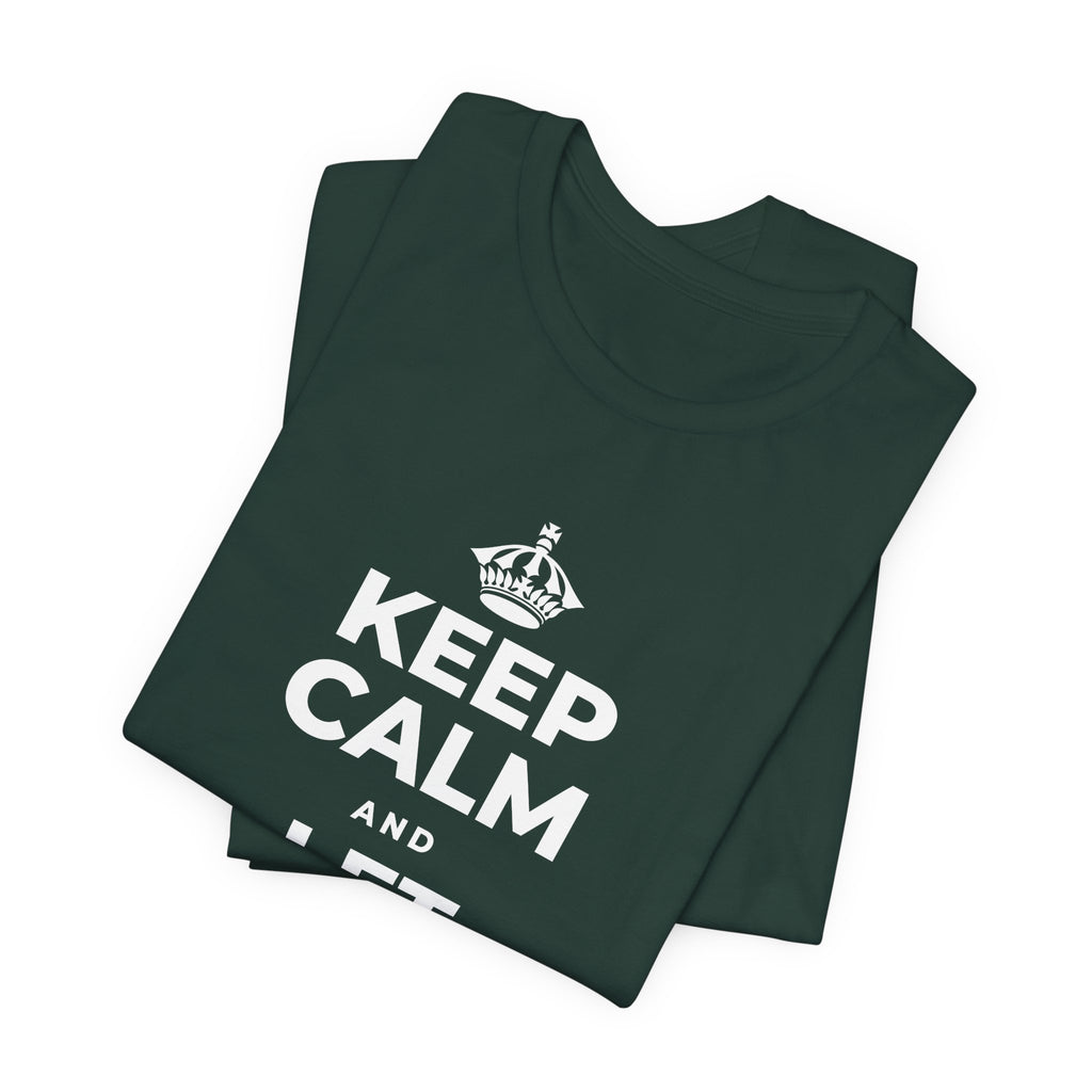 KEEP CALM AND LET PEOPLE IN T-Shirt (White–Asphalt)