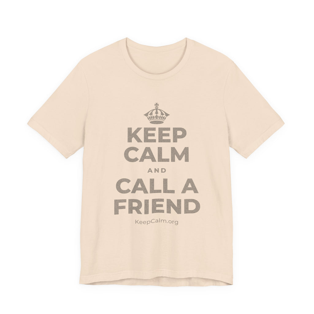 KEEP CALM AND CALL A FRIEND T-Shirt (Soft Cream–Heather Mauve)