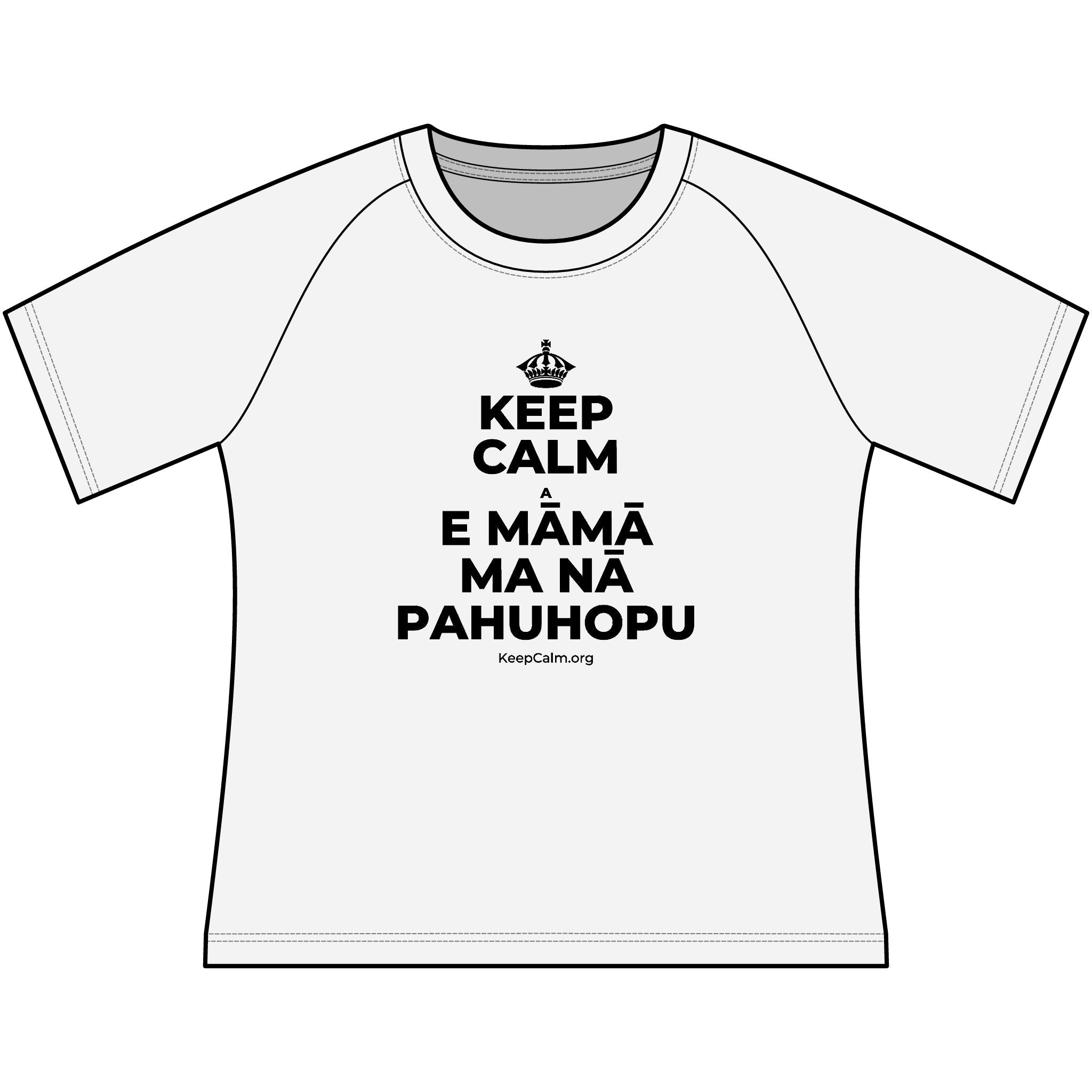 KEEP CALM A E MĀMĀ MA NĀ PAHUHOPU Women's Raglan Tee