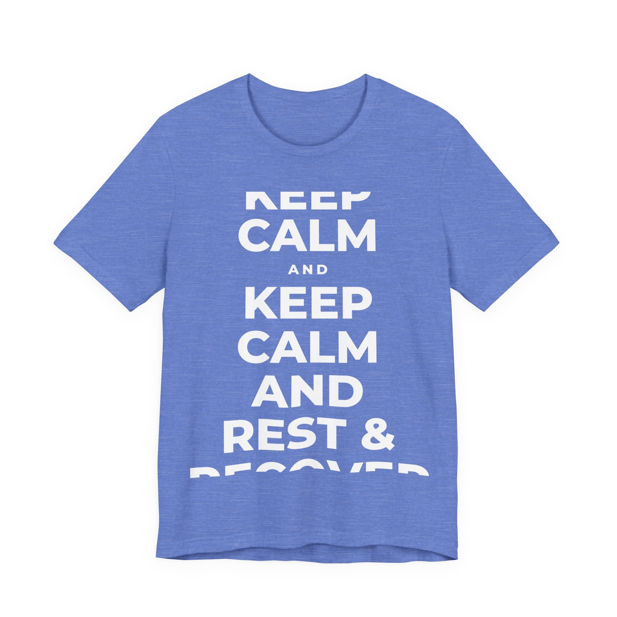 KEEP CALM AND REST & RECOVER T-Shirt (Soft Cream–Heather Mauve)