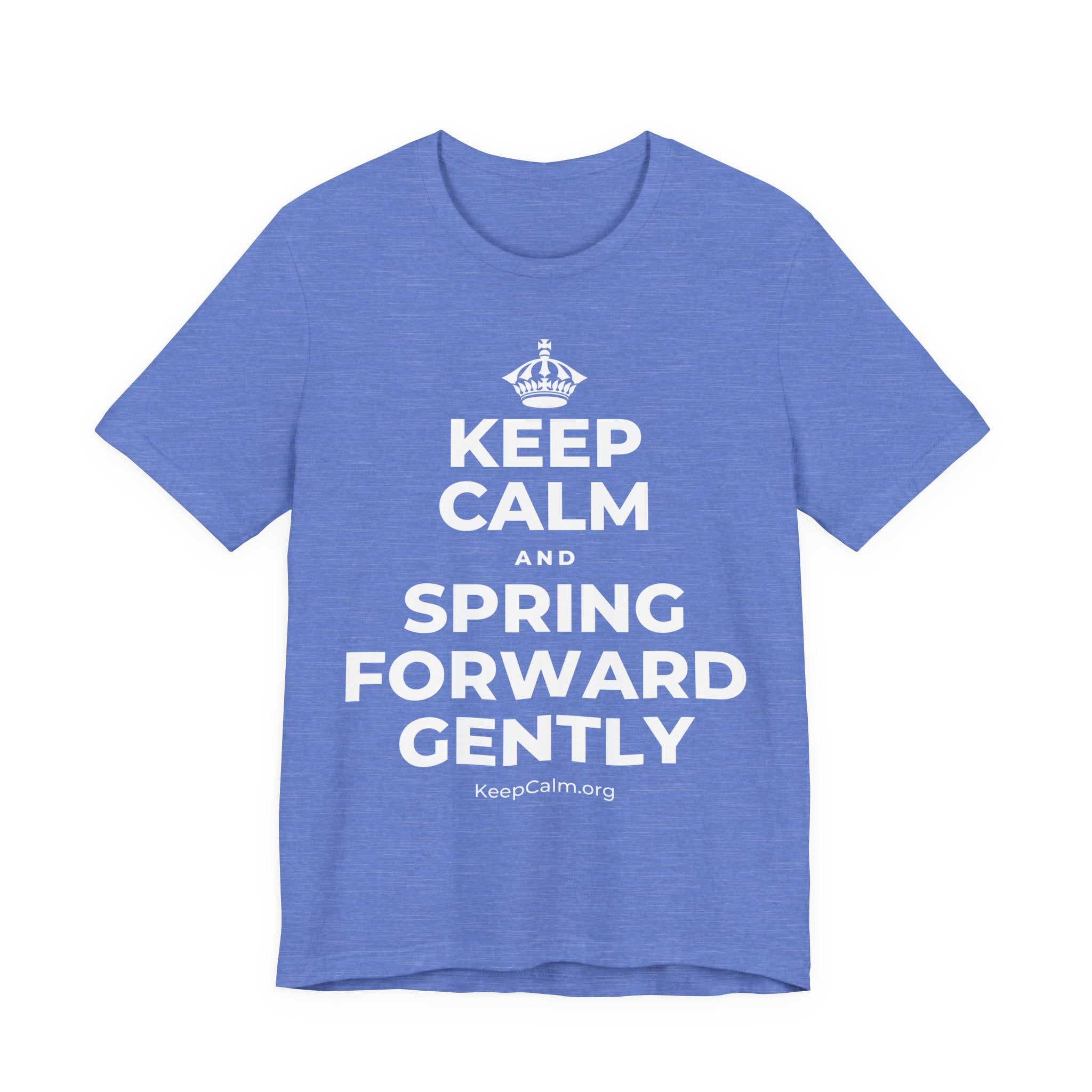 KEEP CALM AND SPRING FORWARD GENTLY T-Shirt (Soft Cream–Heather Mauve)