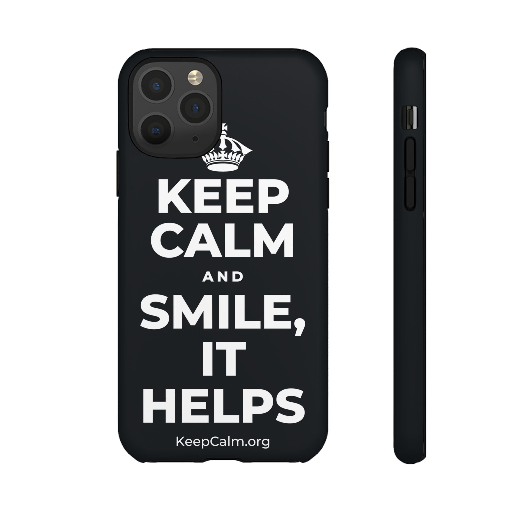 KEEP CALM AND SMILE, IT HELPS Phone Case (Dark)