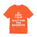 KEEP CALM AND WAIT FOR THE RAINBOW T-Shirt (Baby Blue–Silver)