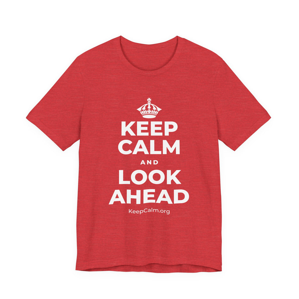 KEEP CALM AND LOOK AHEAD T-Shirt (Baby Blue–Silver)