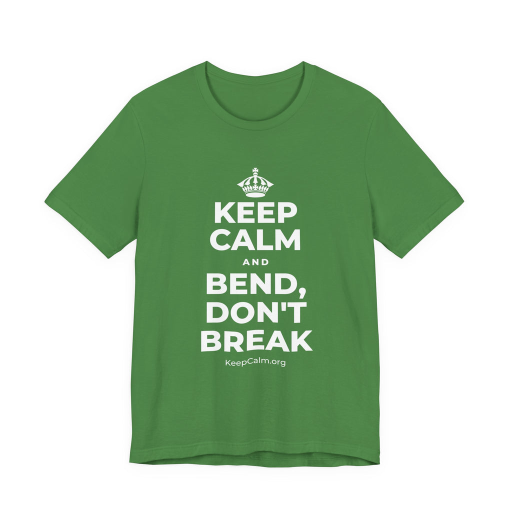 KEEP CALM AND BEND, DON'T BREAK T-Shirt (Baby Blue–Silver)