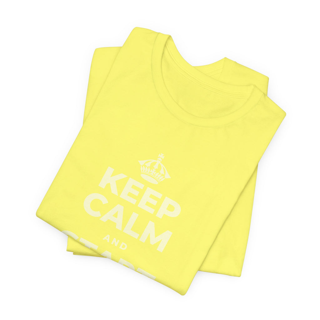 KEEP CALM AND START WHERE YOU ARE T-Shirt (Soft Cream–Heather Mauve)