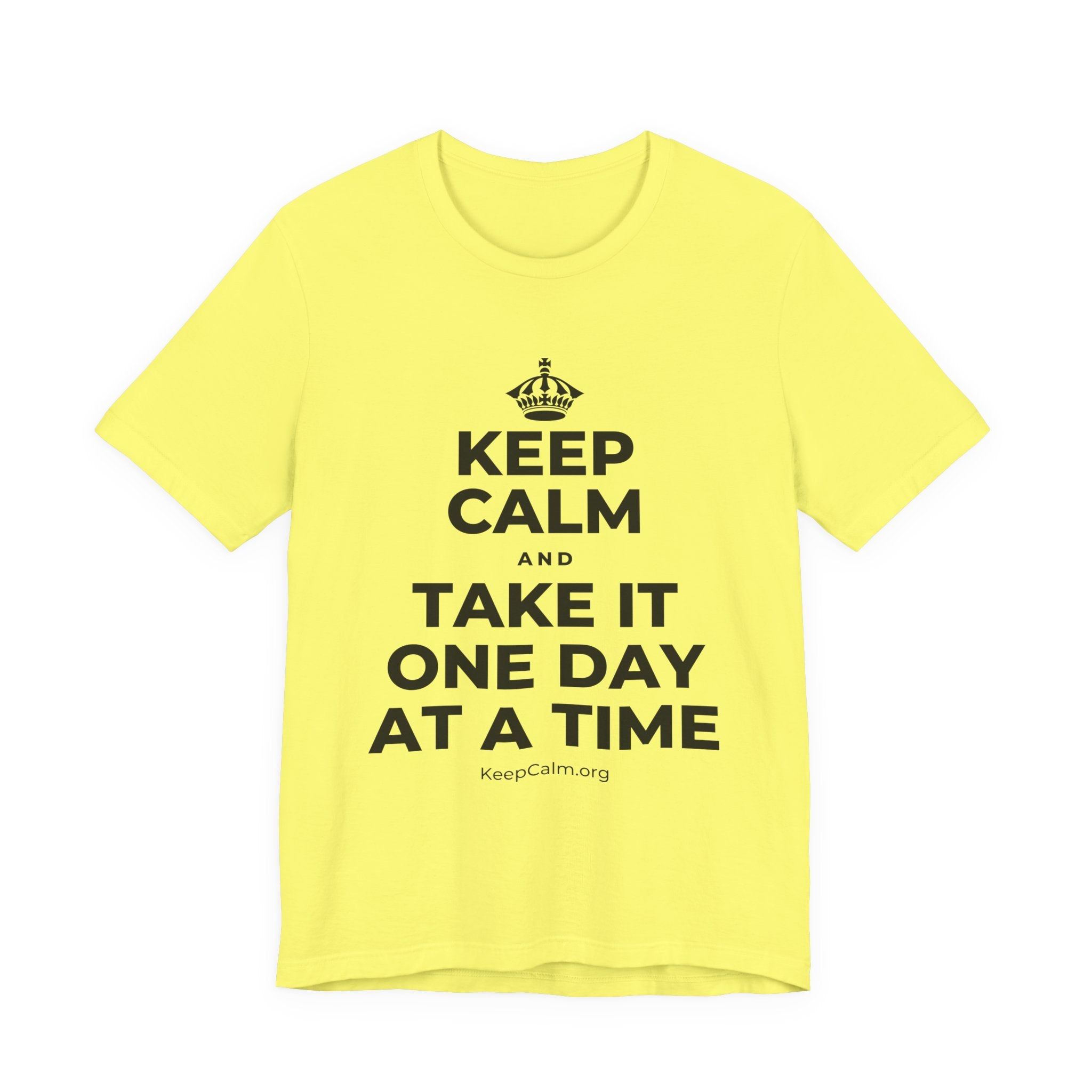 KEEP CALM AND TAKE IT ONE DAY AT A TIME T-Shirt (Soft Cream–Heather Mauve)