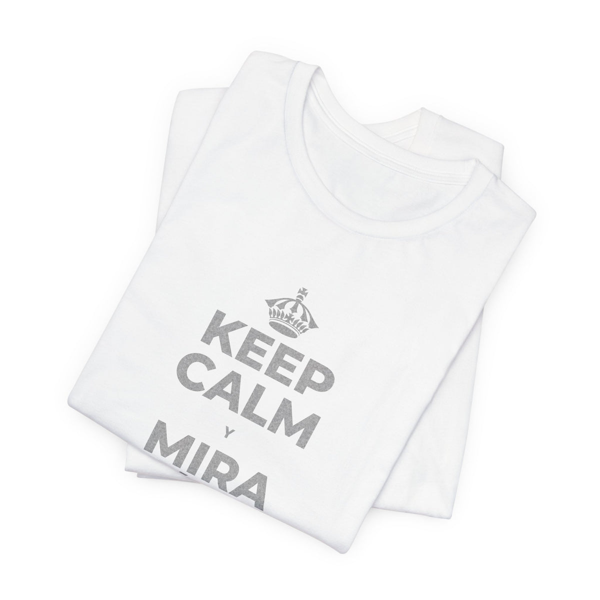 KEEP CALM Y MIRA CÓMO CAMBIAN LAS HOJAS T-Shirt (White–Asphalt)