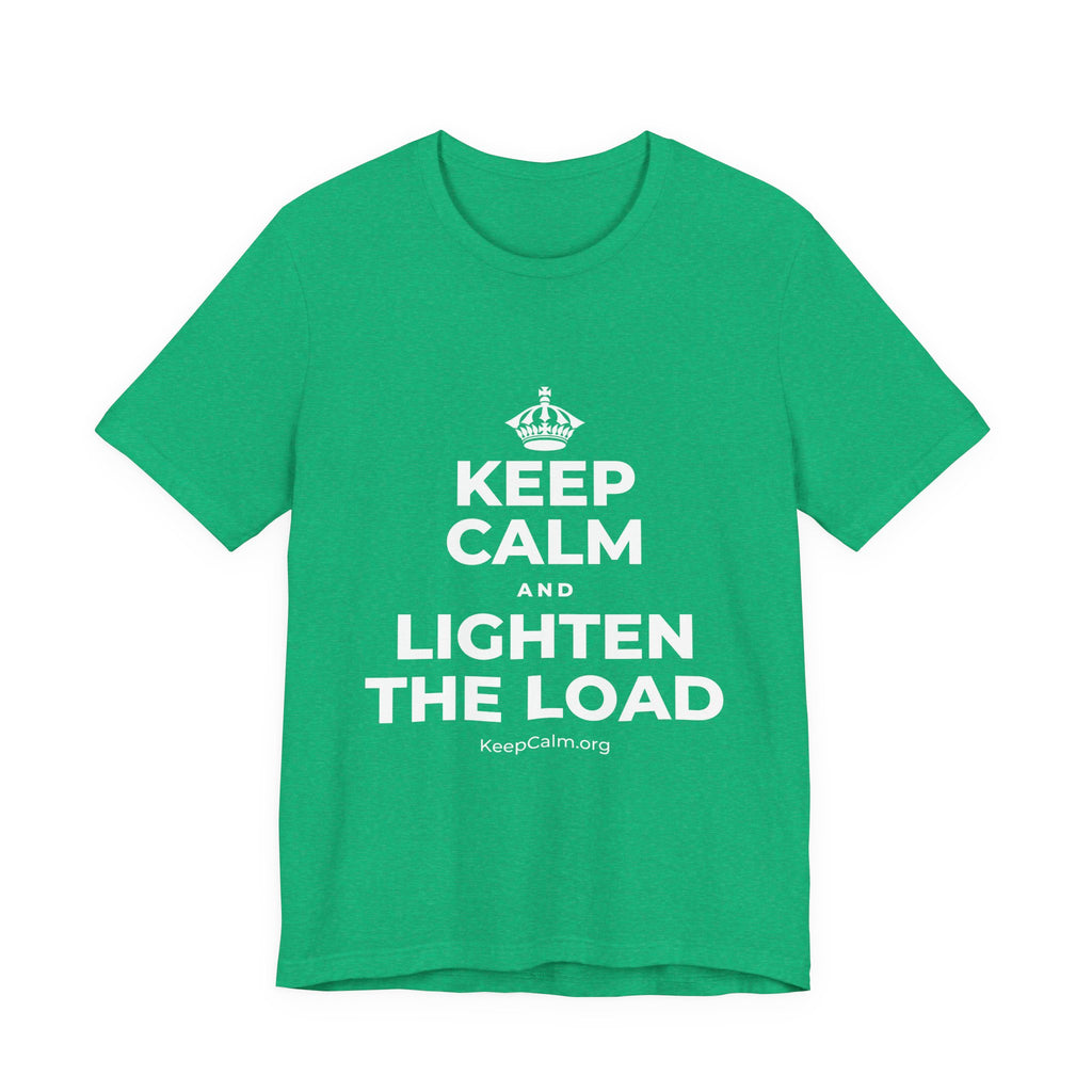 KEEP CALM AND LIGHTEN THE LOAD T-Shirt (Baby Blue–Silver)