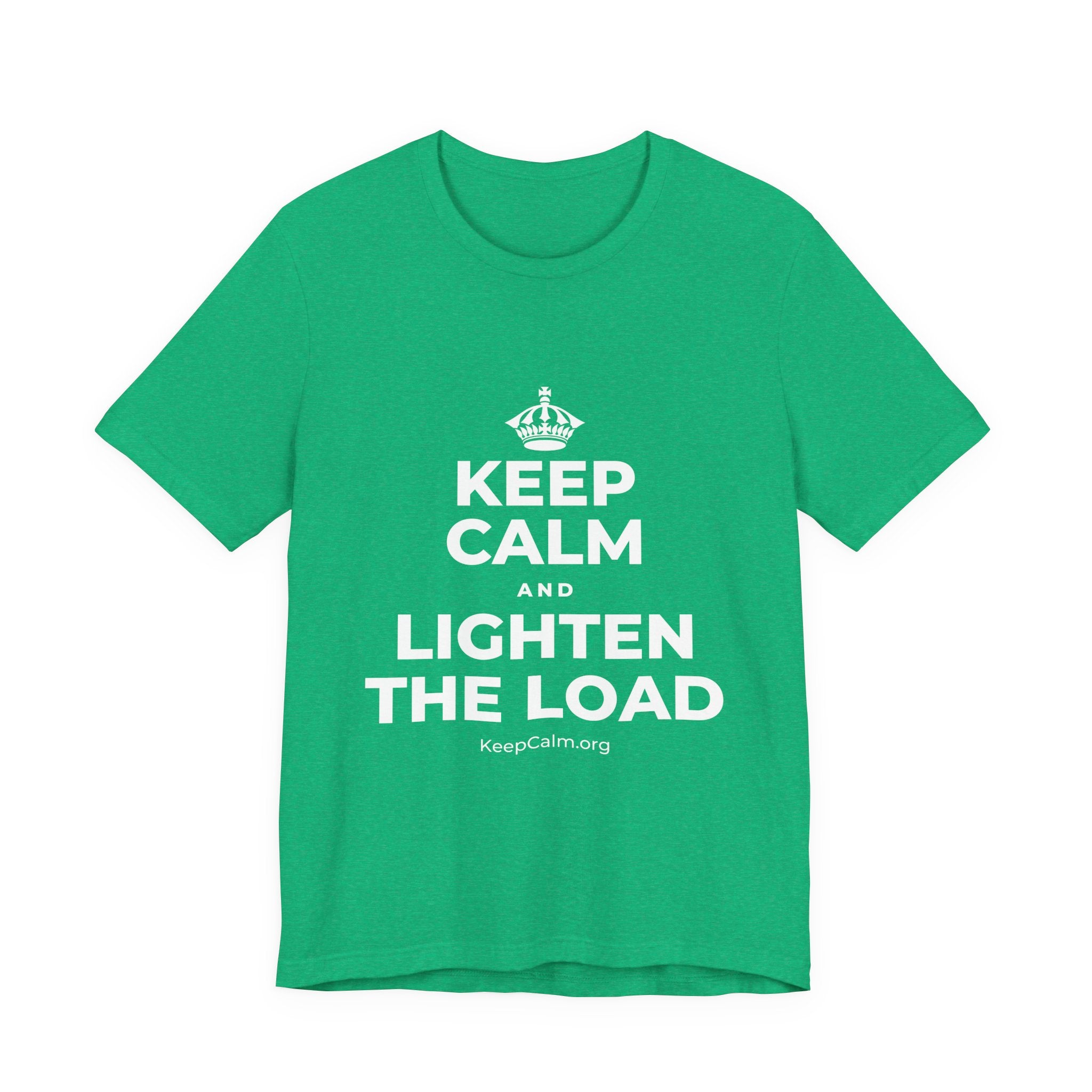 KEEP CALM AND LIGHTEN THE LOAD T-Shirt (Baby Blue–Silver)
