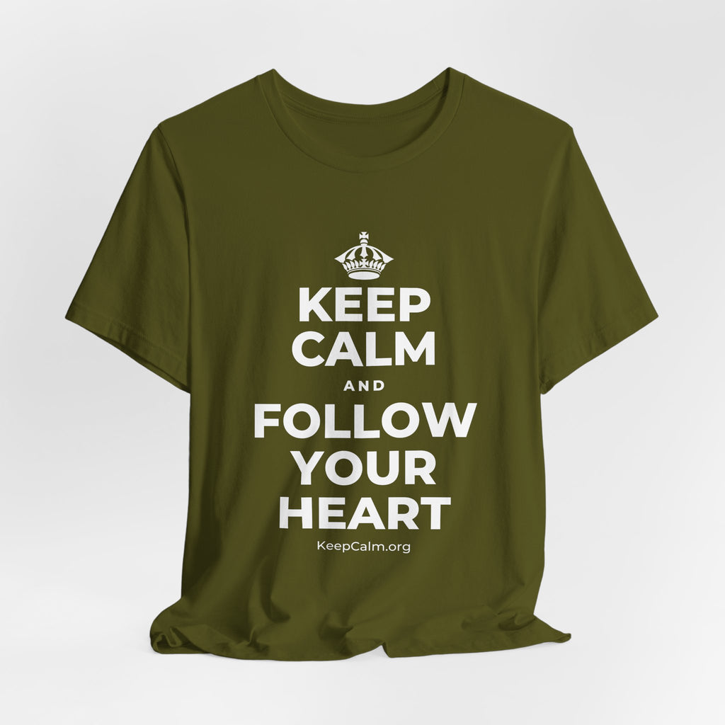 KEEP CALM AND FOLLOW YOUR HEART T-Shirt (Baby Blue–Silver)