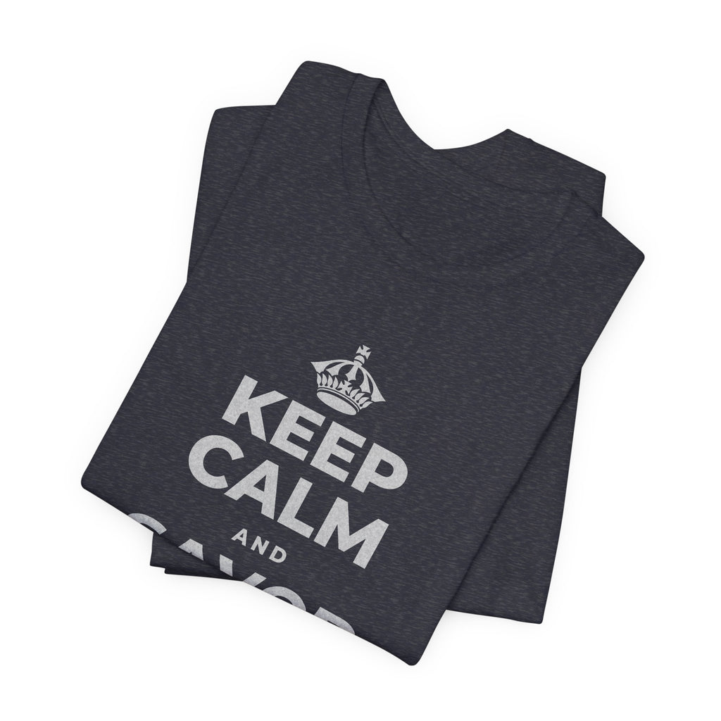 KEEP CALM AND SAVOR THIS MOMENT T-Shirt (White–Asphalt)