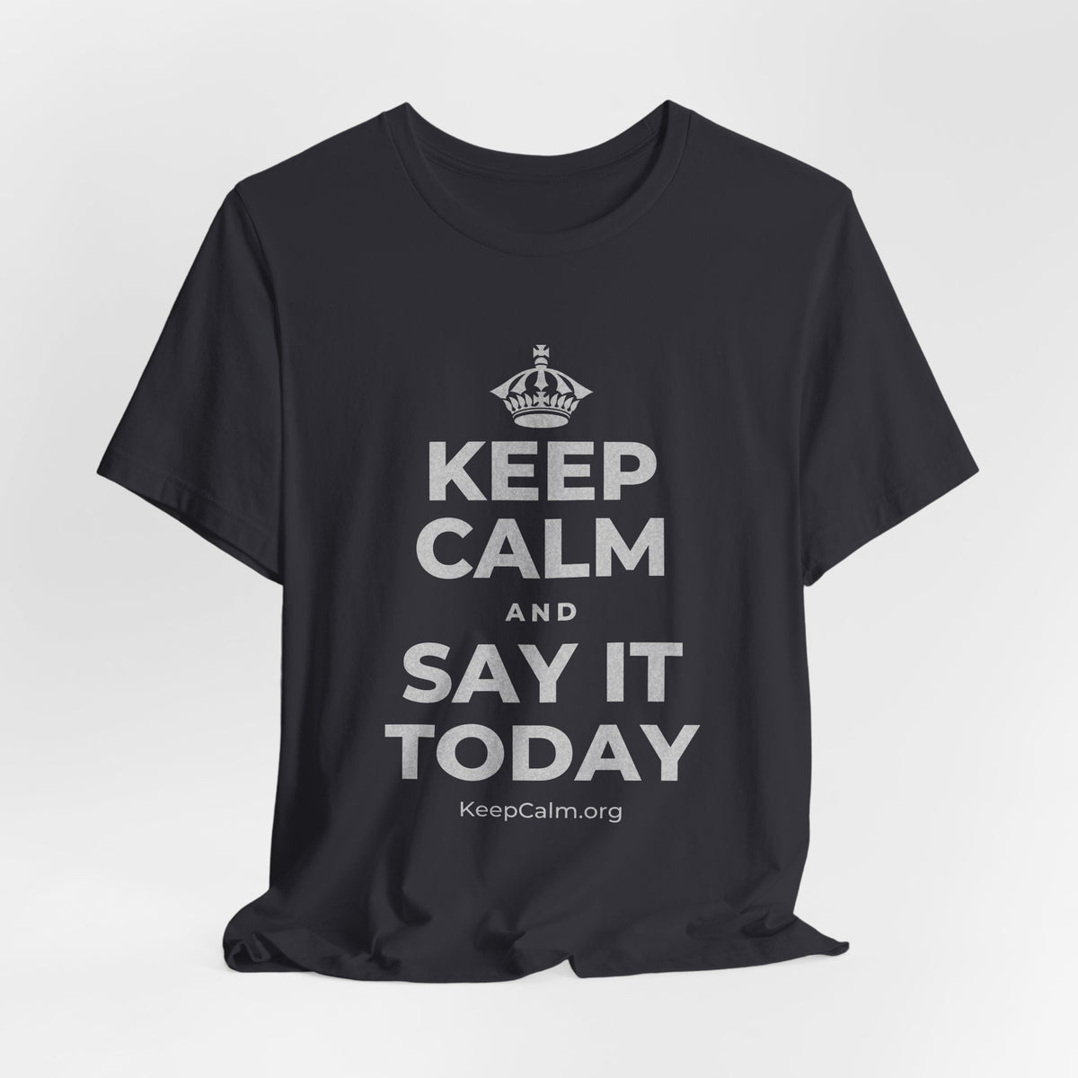 KEEP CALM AND SAY IT TODAY T-Shirt (Baby Blue–Silver)