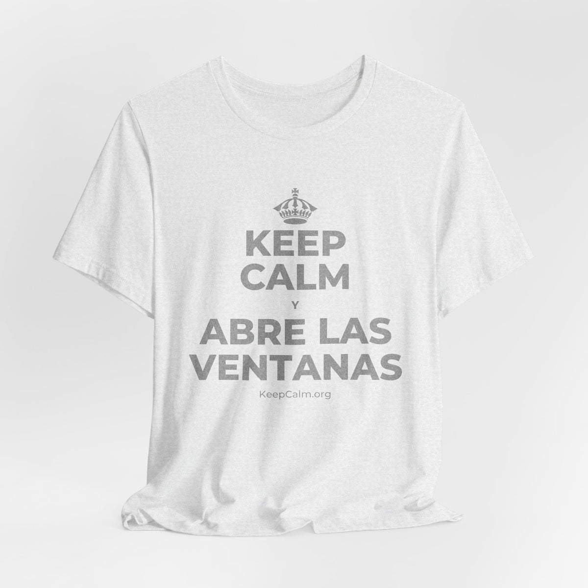 KEEP CALM Y ABRE LAS VENTANAS T-Shirt (Soft Cream–Heather Mauve)