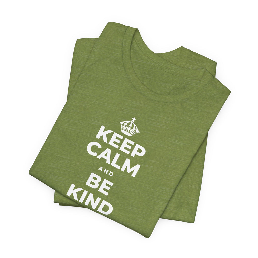 KEEP CALM AND BE KIND TO THE NEW KID T-Shirt (Baby Blue–Silver)