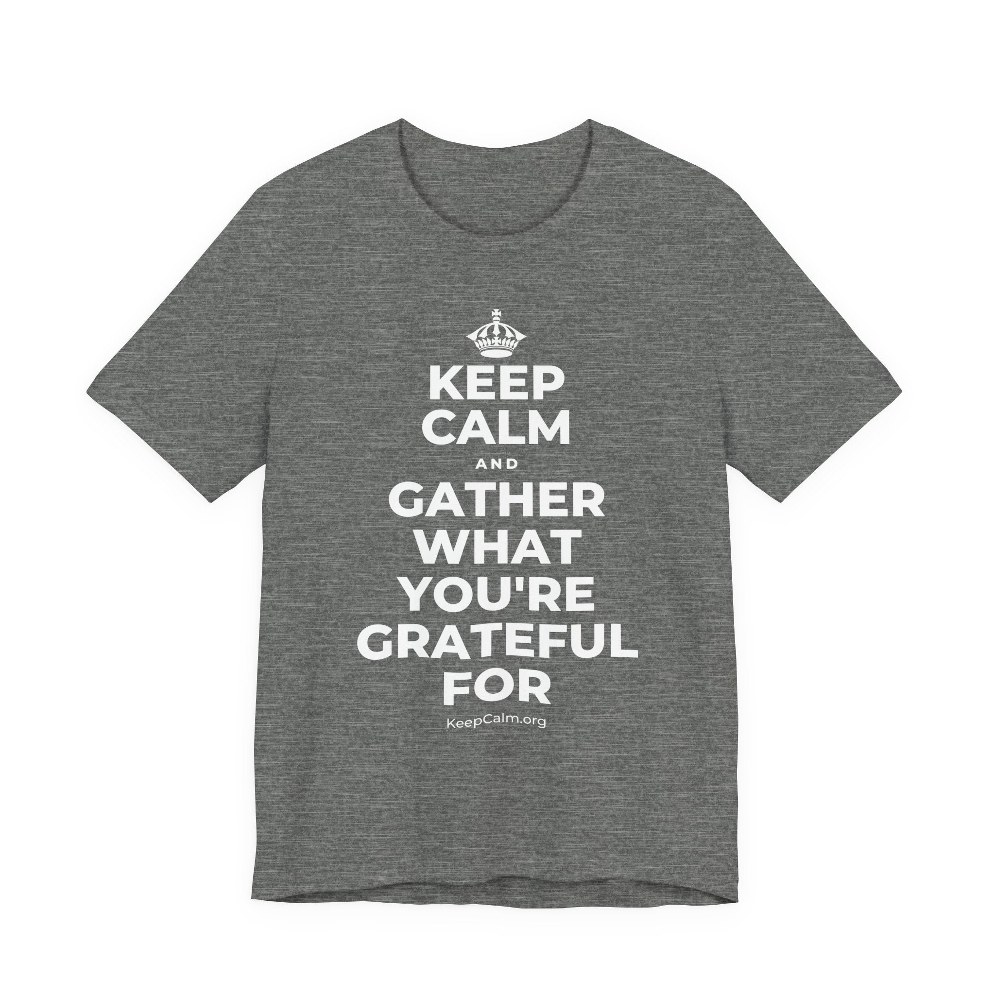 KEEP CALM AND GATHER WHAT YOU'RE GRATEFUL FOR T-Shirt (Baby Blue–Silver)