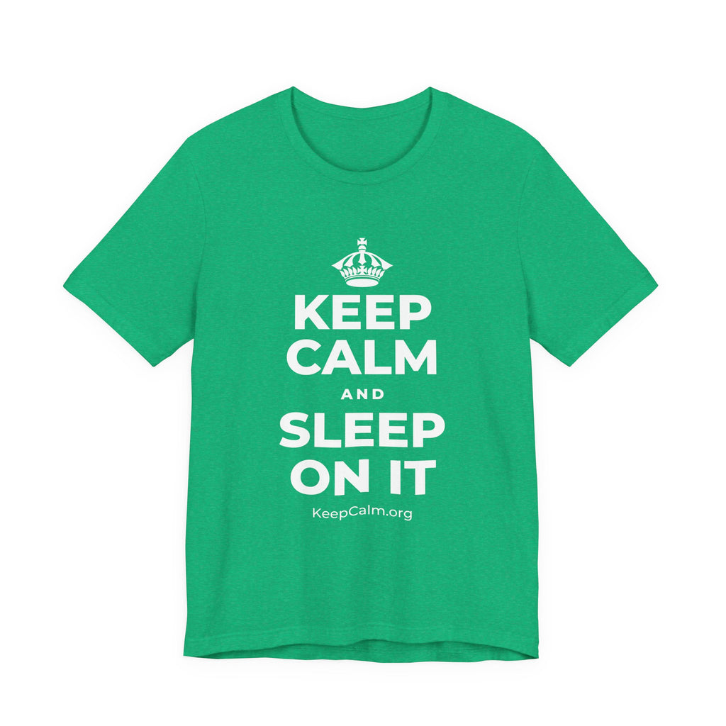 KEEP CALM AND SLEEP ON IT T-Shirt (Baby Blue–Silver)