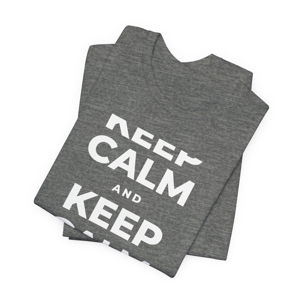 KEEP CALM AND DRINK WATER T-Shirt (Baby Blue–Silver)