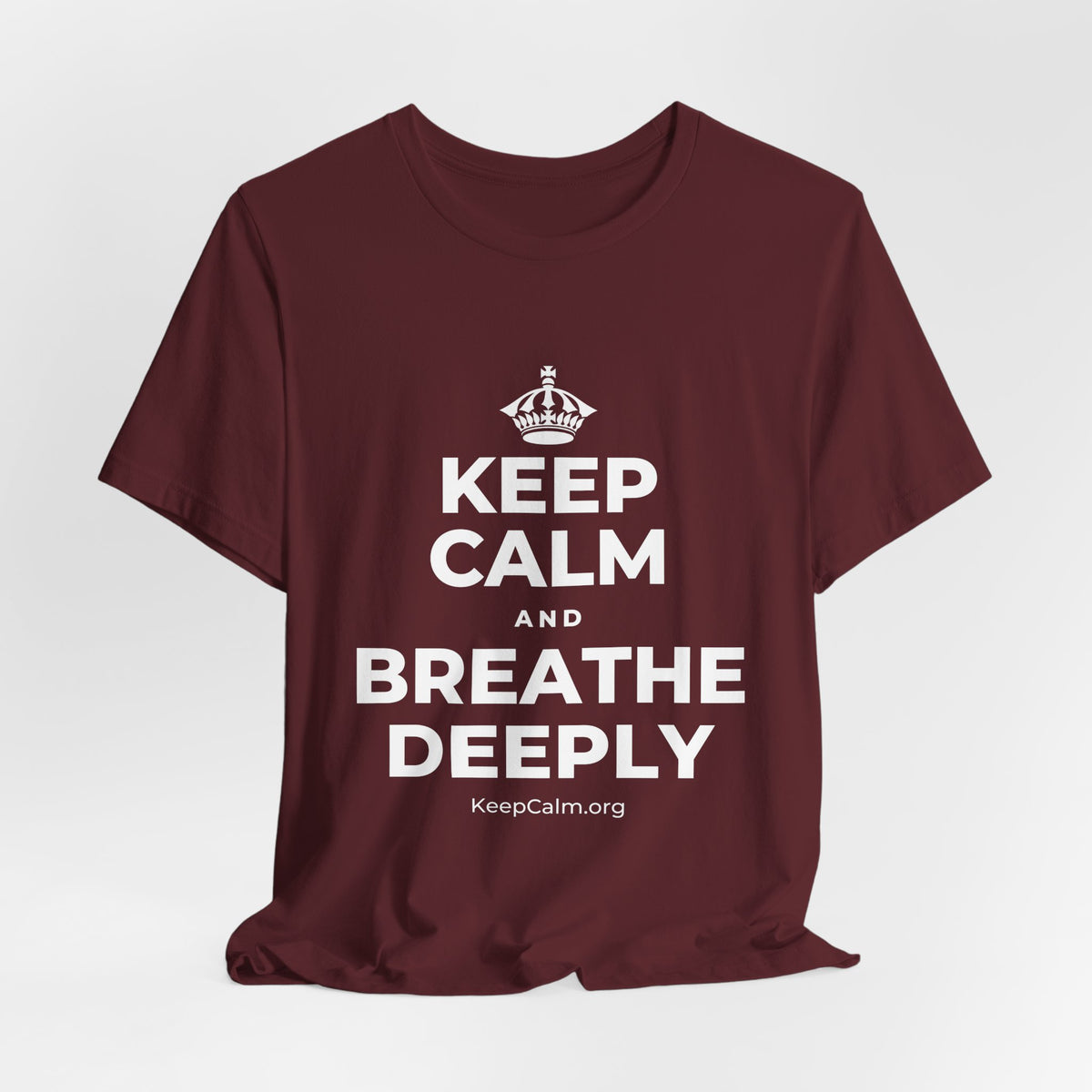 KEEP CALM AND BREATHE DEEPLY T-Shirt (Baby Blue–Silver)