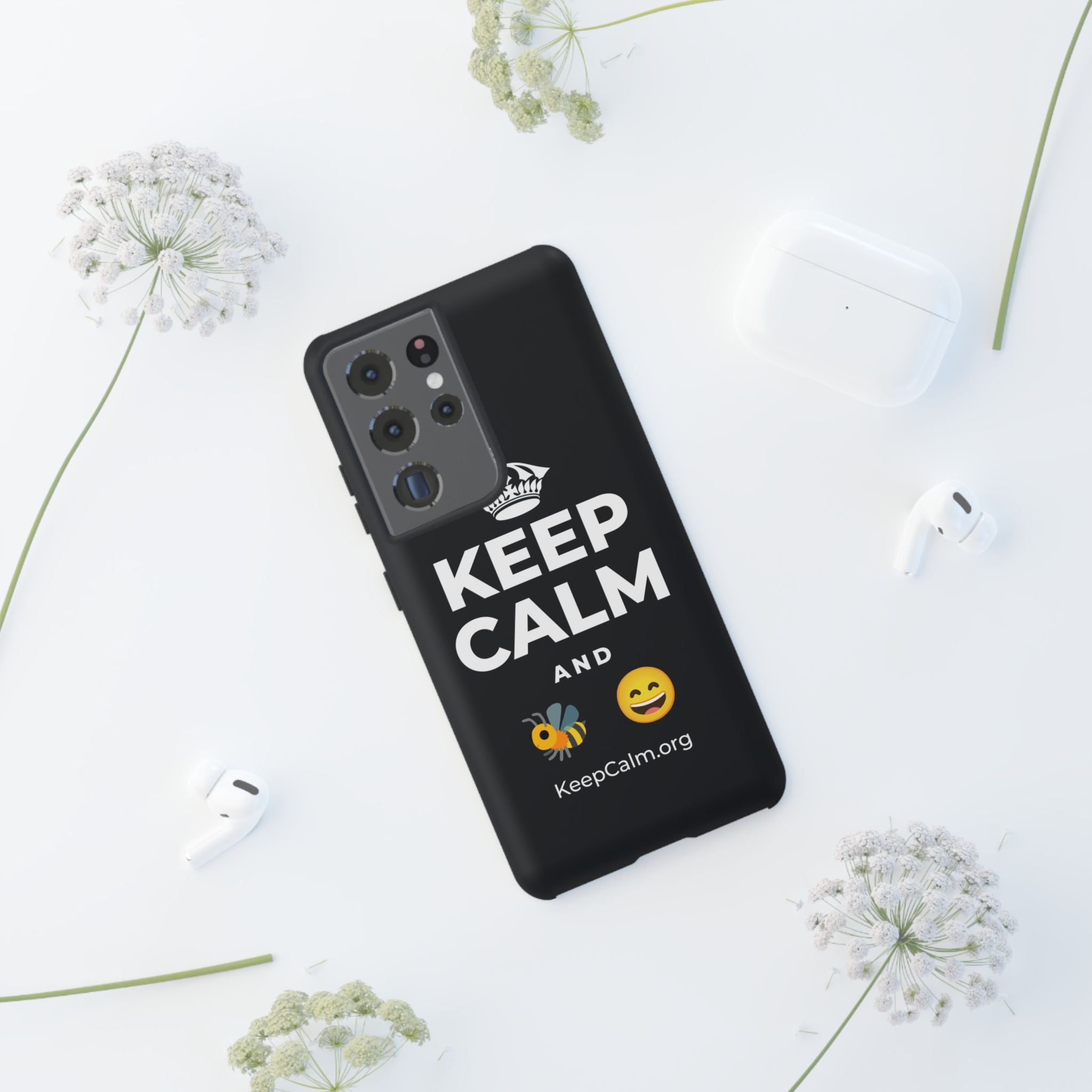 KEEP CALM AND 🐝 😄 Phone Case (Dark)
