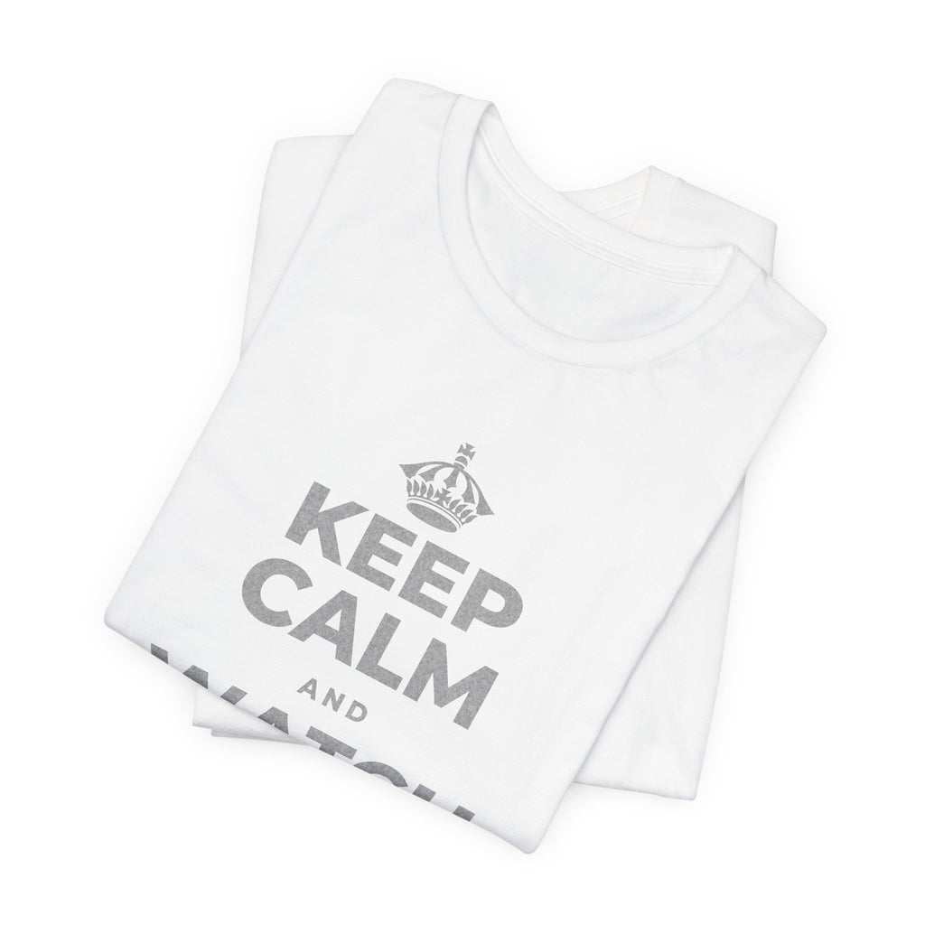KEEP CALM AND WATCH THE CLOUDS T-Shirt (White–Asphalt)