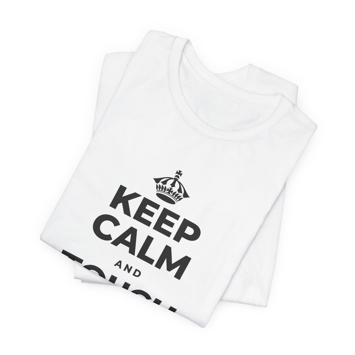 KEEP CALM AND TOUCH SOME GRASS T-Shirt (White–Asphalt)