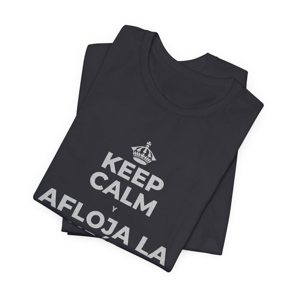 KEEP CALM Y AFLOJA LA MANDÍBULA T-Shirt (Baby Blue–Silver)
