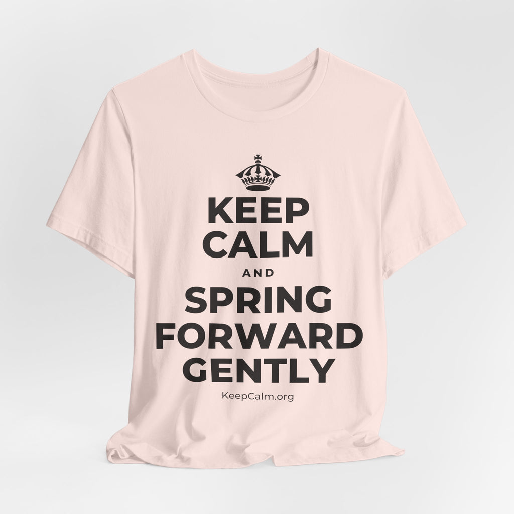 KEEP CALM AND SPRING FORWARD GENTLY T-Shirt (Soft Cream–Heather Mauve)