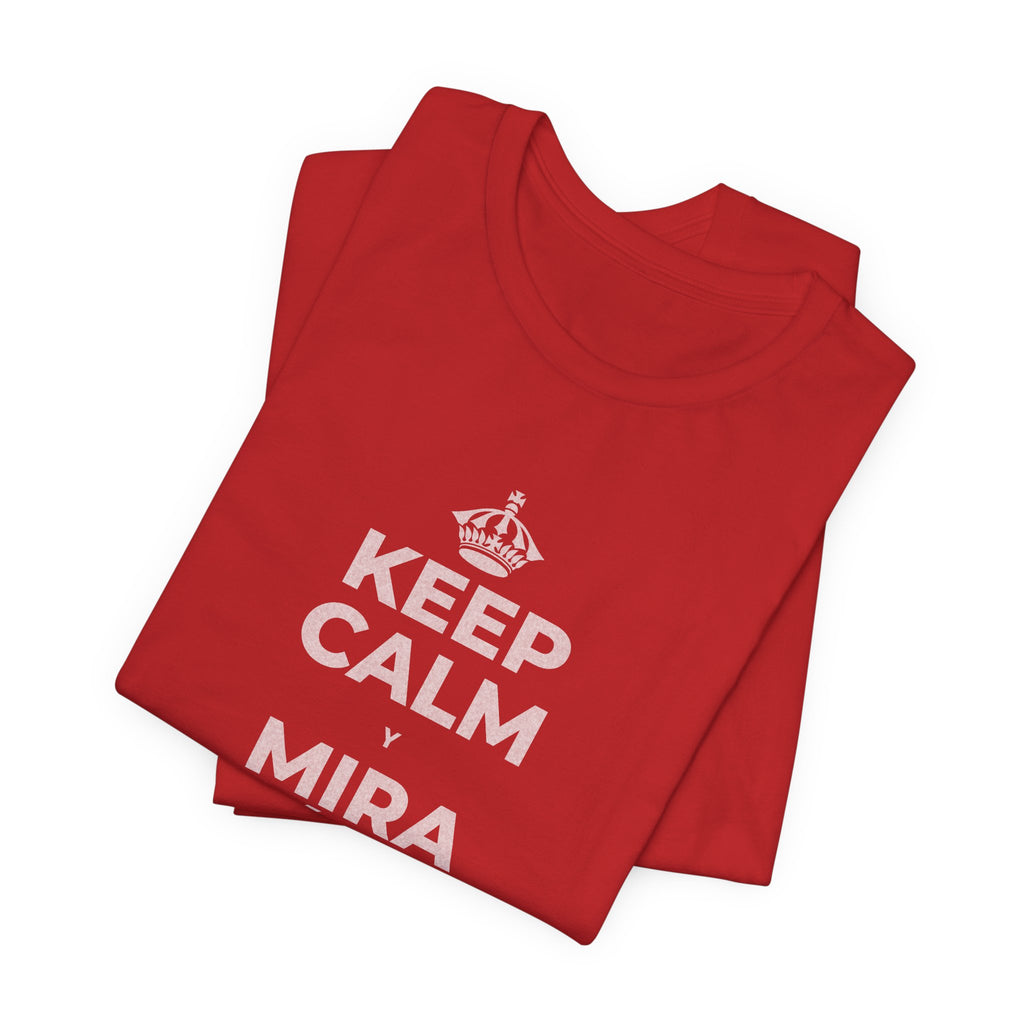 KEEP CALM Y MIRA CÓMO CAMBIAN LAS HOJAS T-Shirt (White–Asphalt)