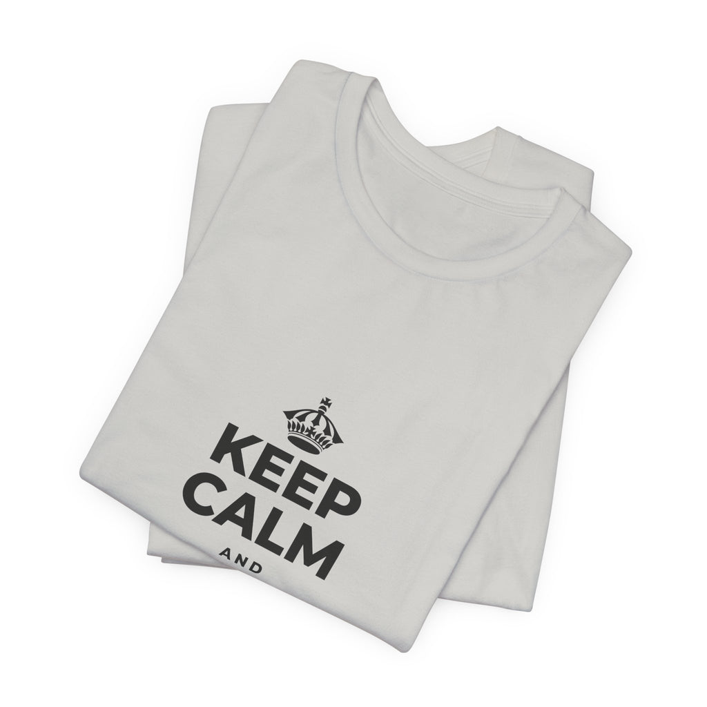 KEEP CALM AND CHASE THE MOONLIGHT T-Shirt (Baby Blue–Silver)